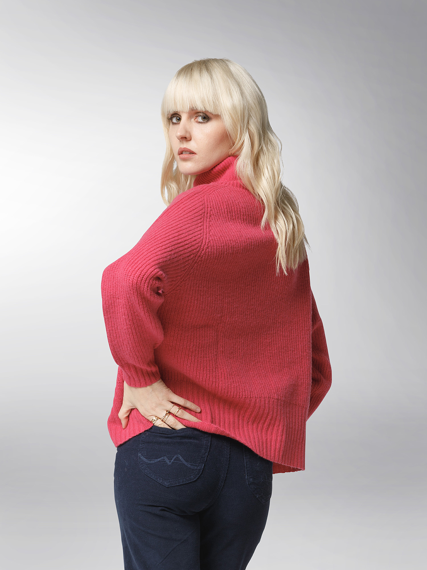 K Collection - Carded wool turtleneck pullover, Pink Fuchsia, large image number 5