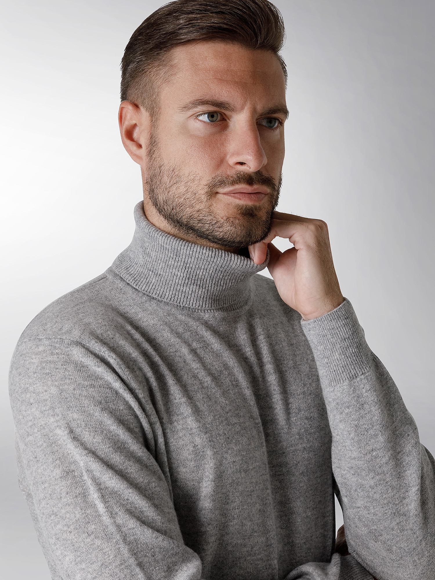 Coin Cashmere - Turtleneck in pure premium cashmere, Light Grey, large image number 3
