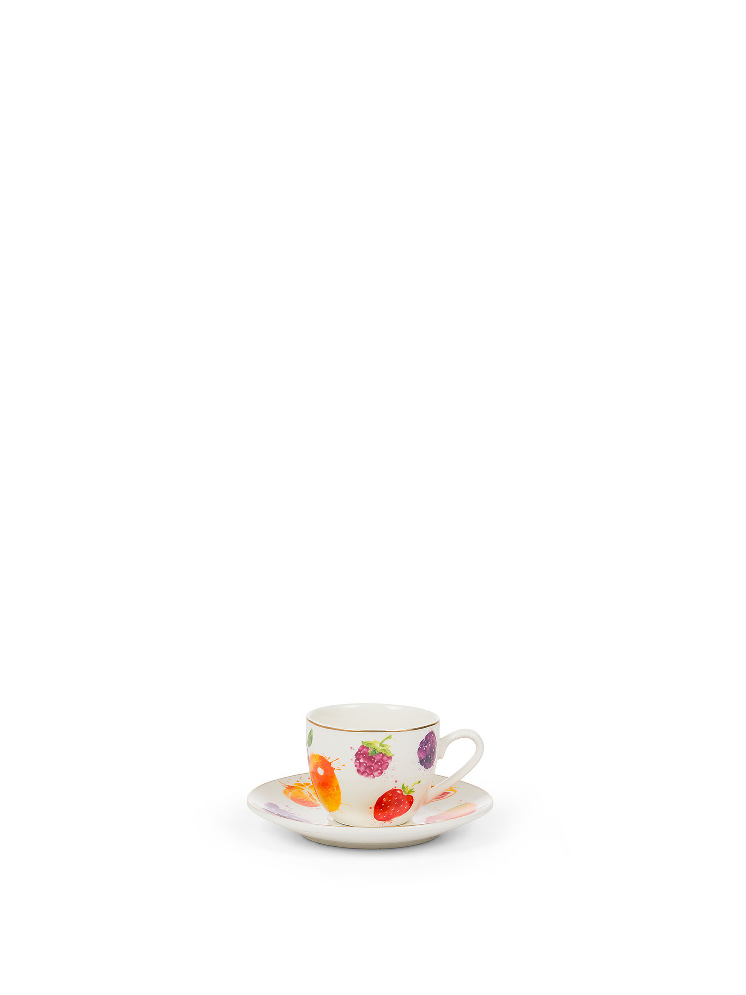 New bone china coffee cup with fruit motif, White, large image number 0