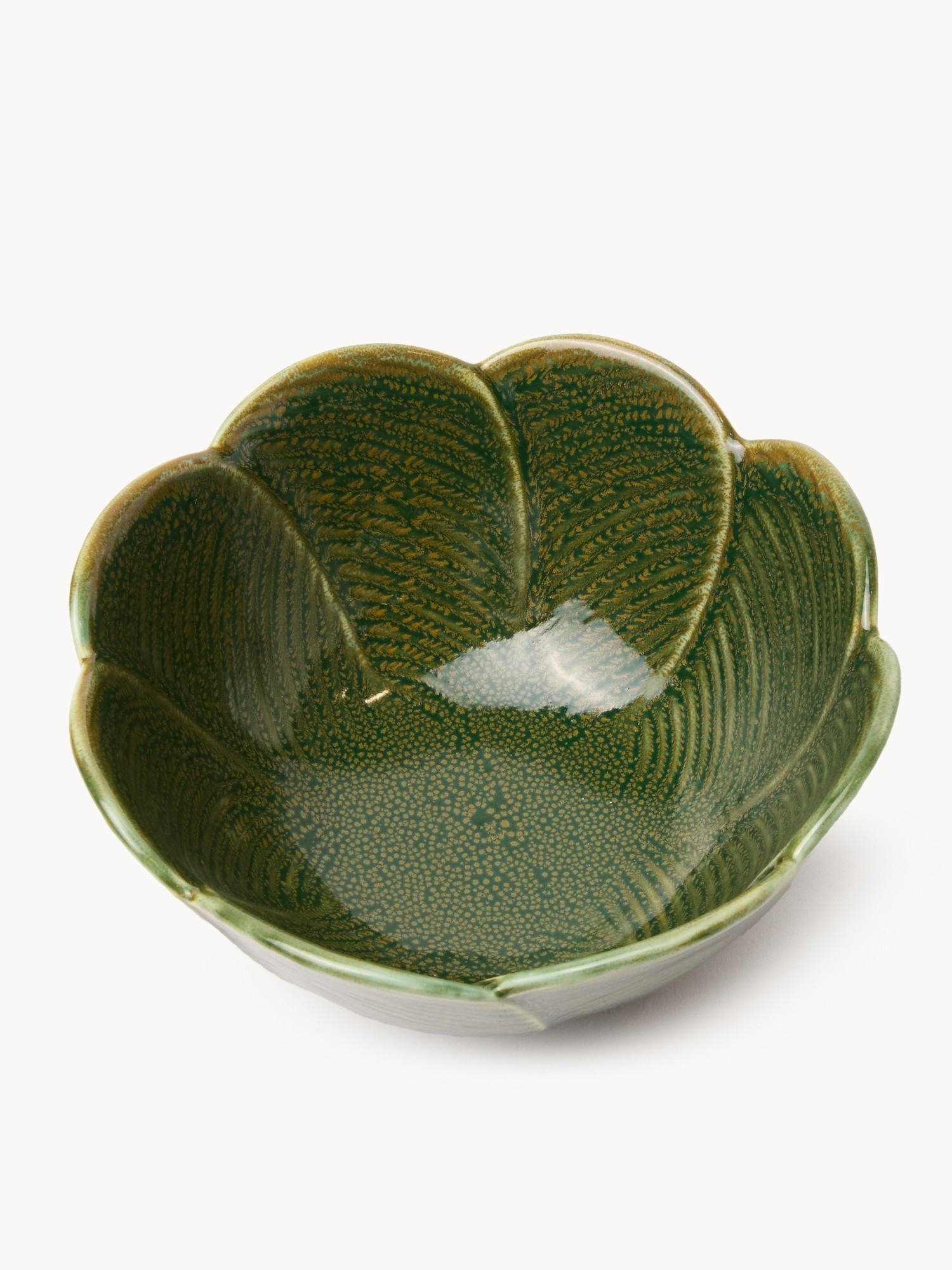 Porcelain bowl in the shape of a flower, Green, large image number 1