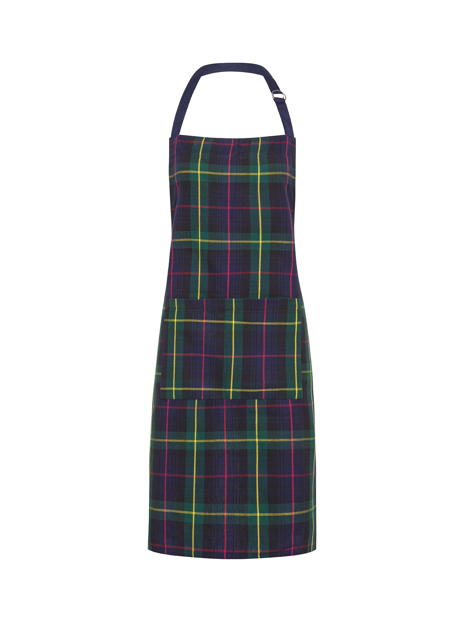 Yarn-dyed cotton kitchen apron with check motif, Green, large image number 0