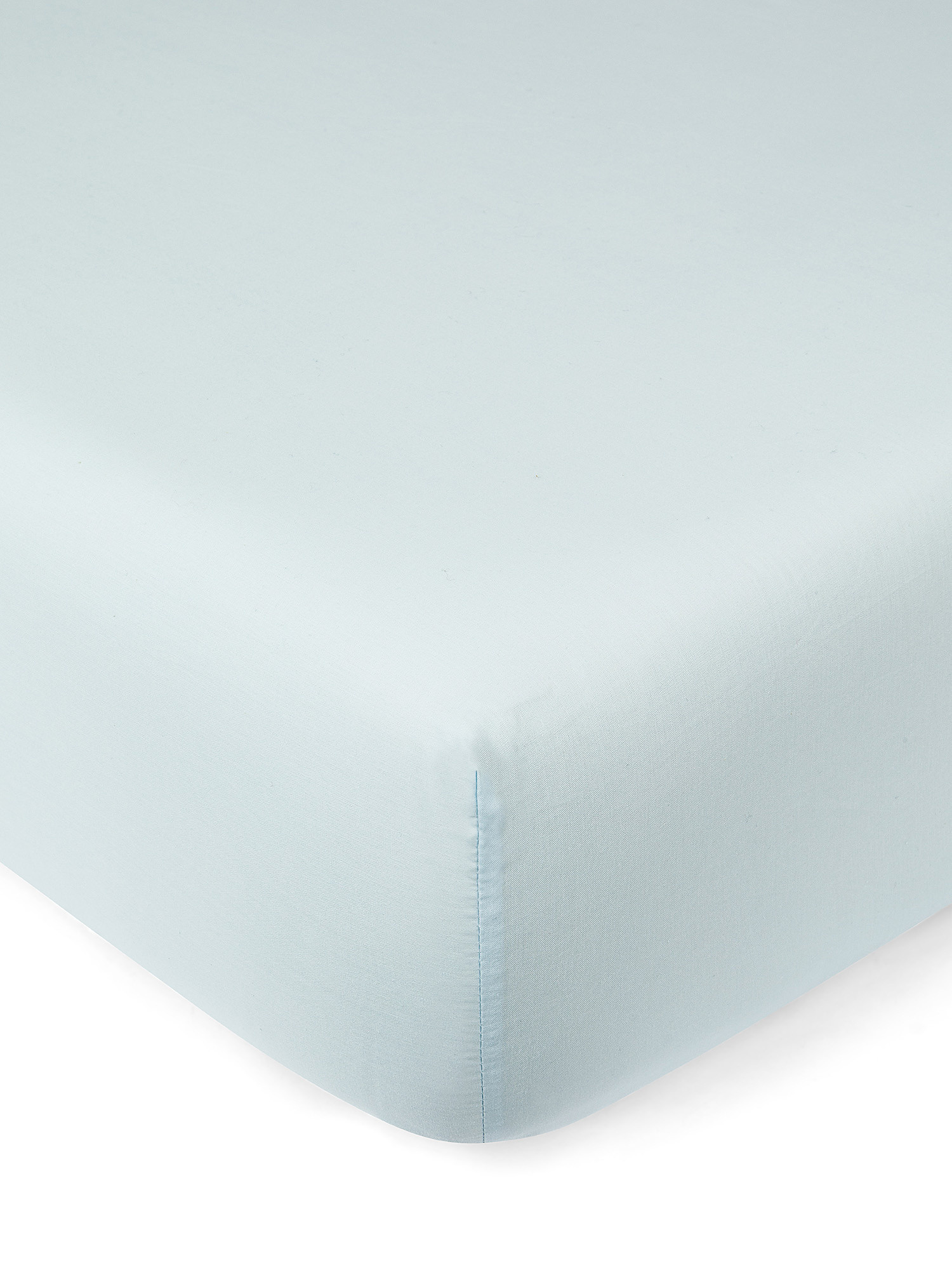Solid color percale cotton fitted sheet, Light Blue, large image number 0