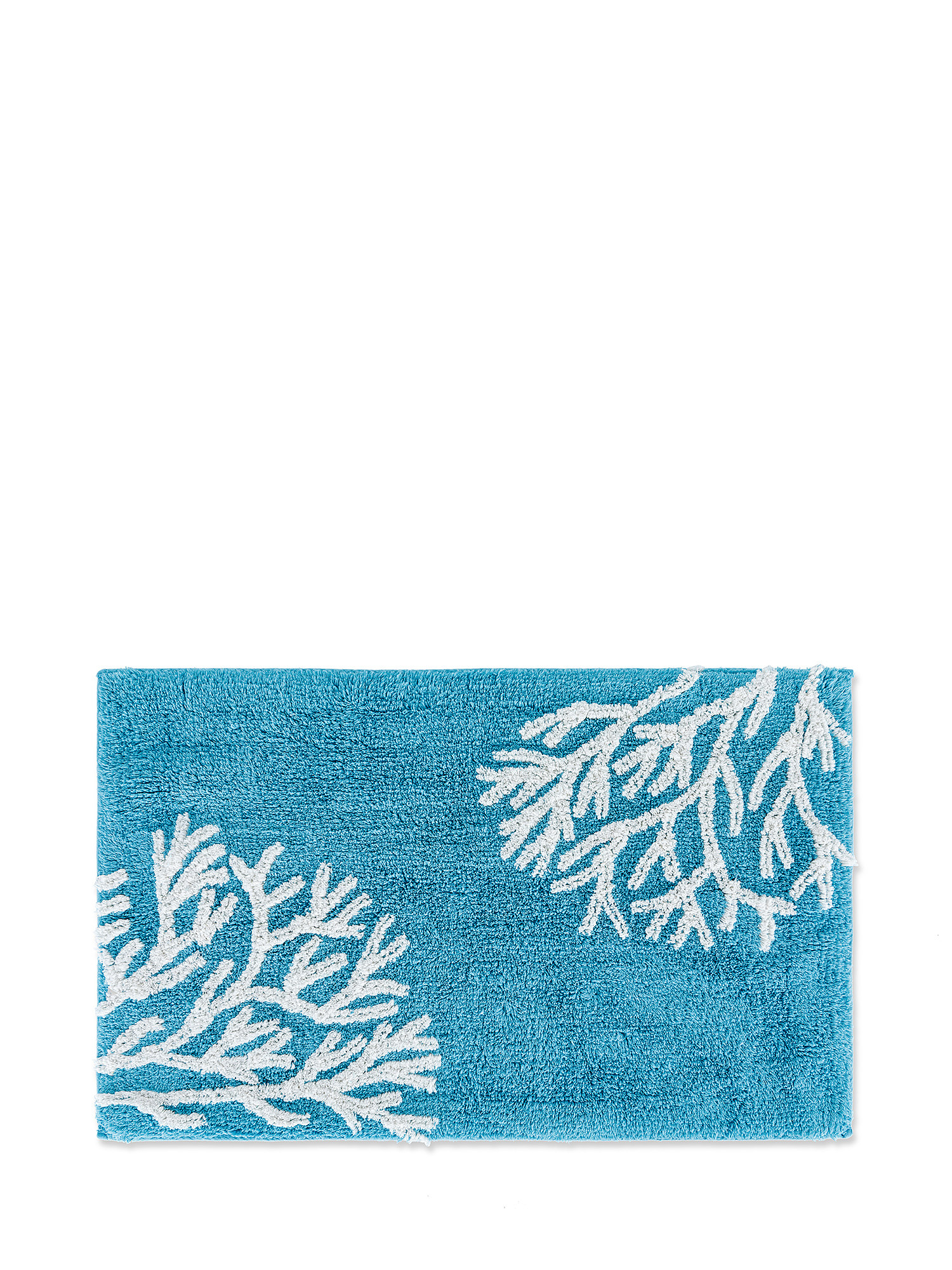 Tappeto bagno cotone motivo coralli, Azzurro, large image number 0