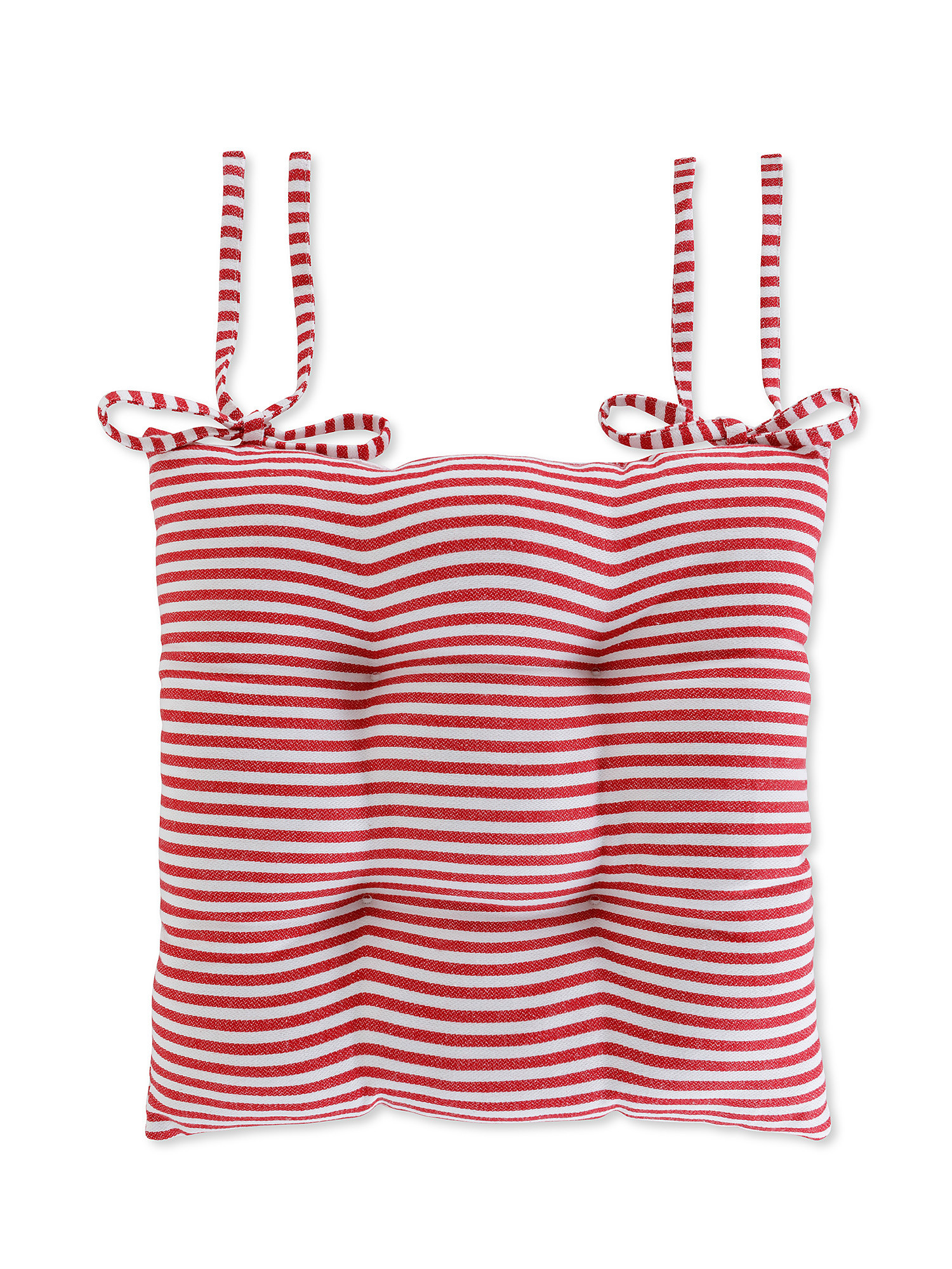 Chair cushion in pure cotton with stripes, Red, large image number 0