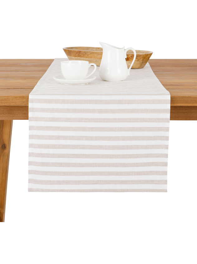 Striped linen and cotton table runner