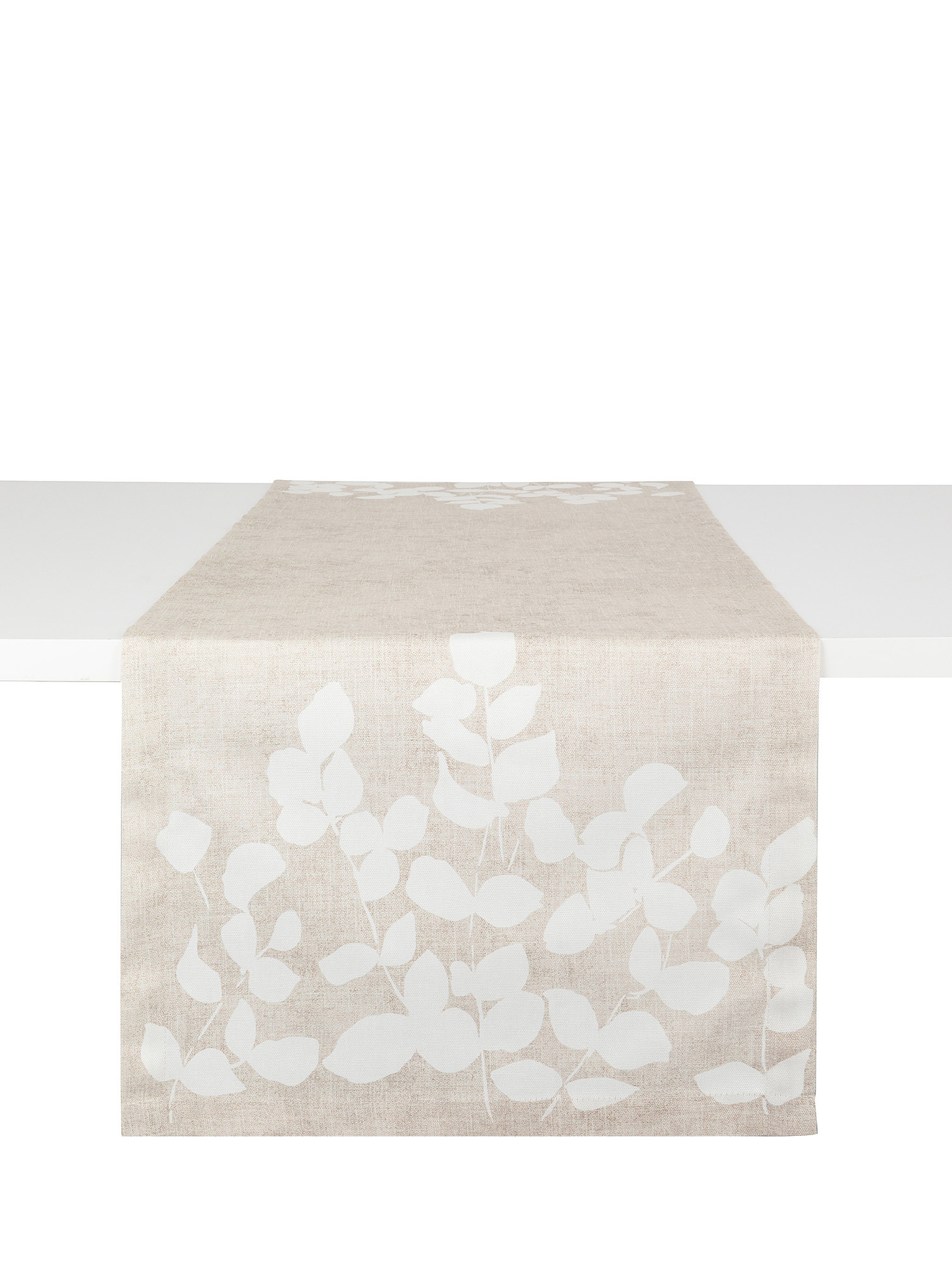100% cotton table runner with floral print, Grey, large image number 0