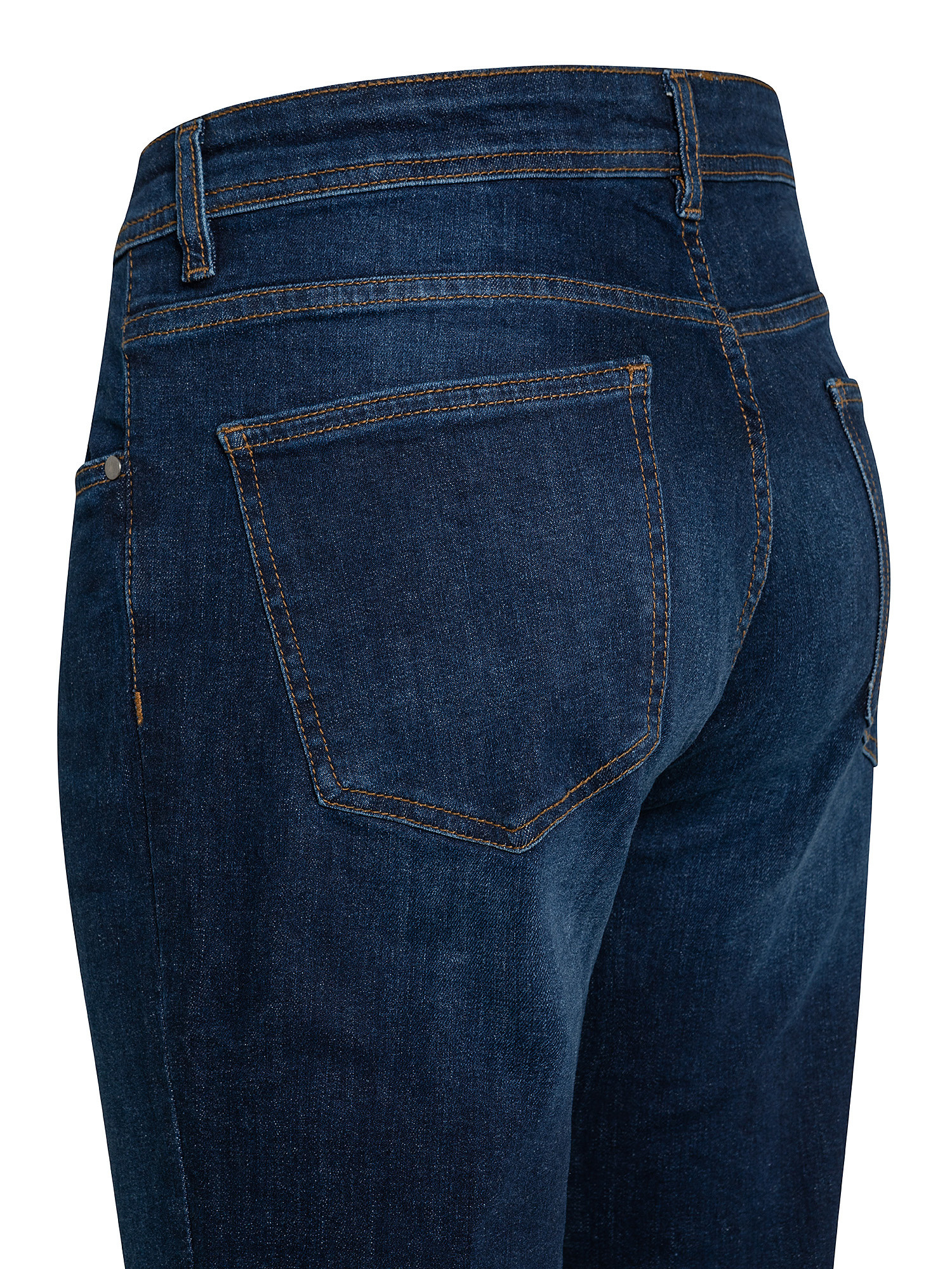 5-pocket slim stretch cotton jeans, Dark Blue, large image number 2