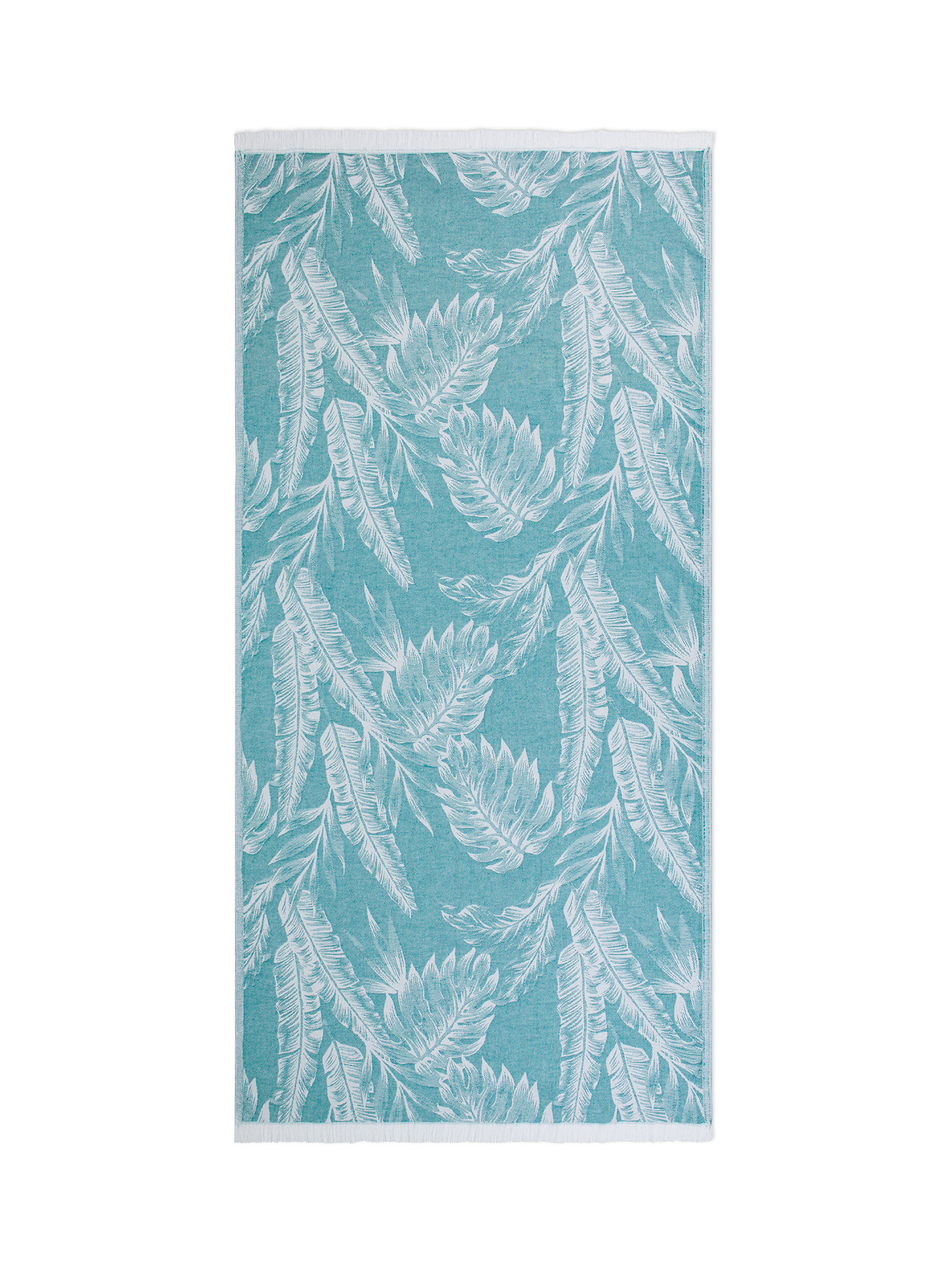 100% cotton hammam beach towel with tropical motif, Blue, large image number 0