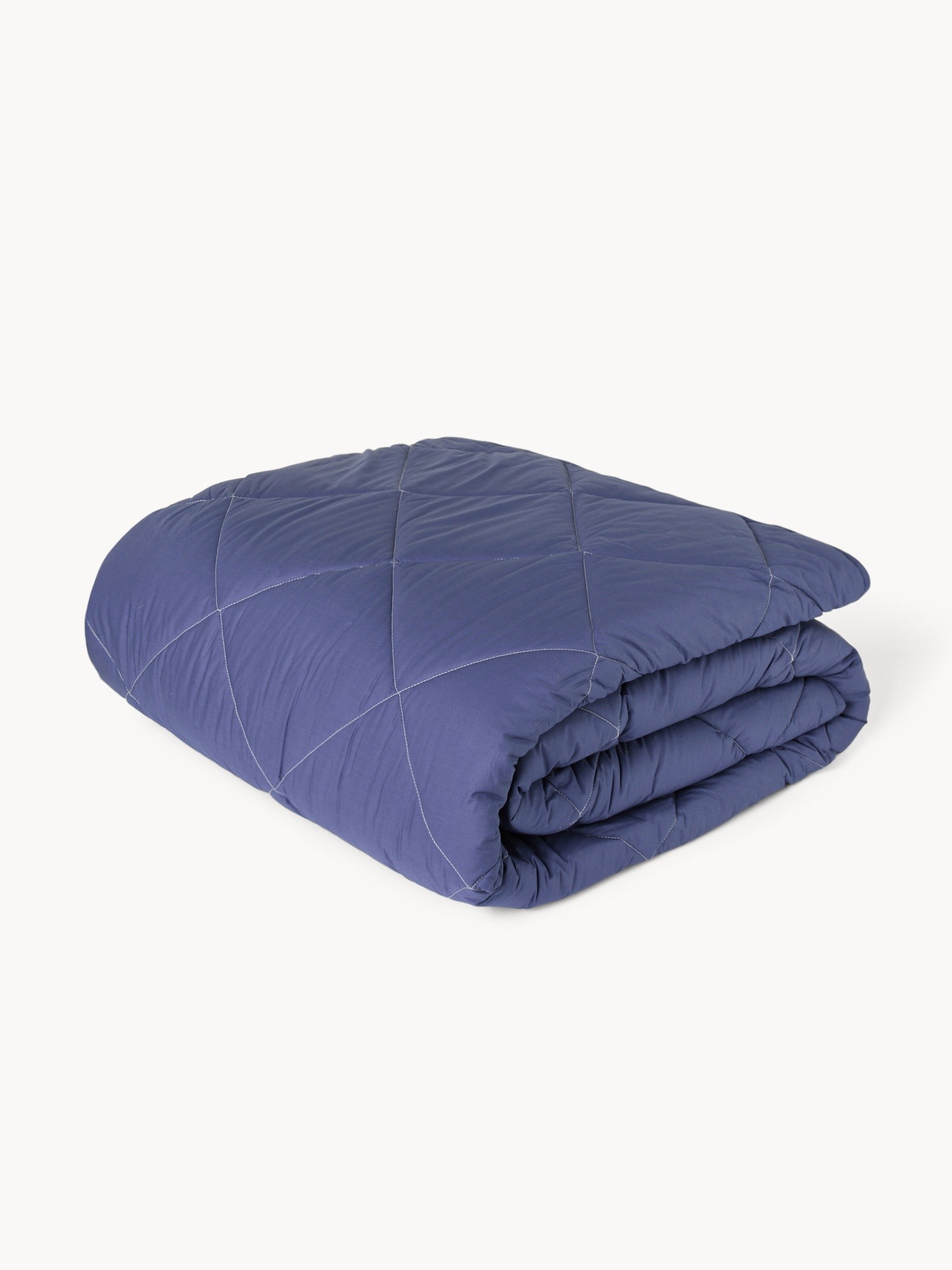 Reversible cotton percale quilt, Blue, large image number 0