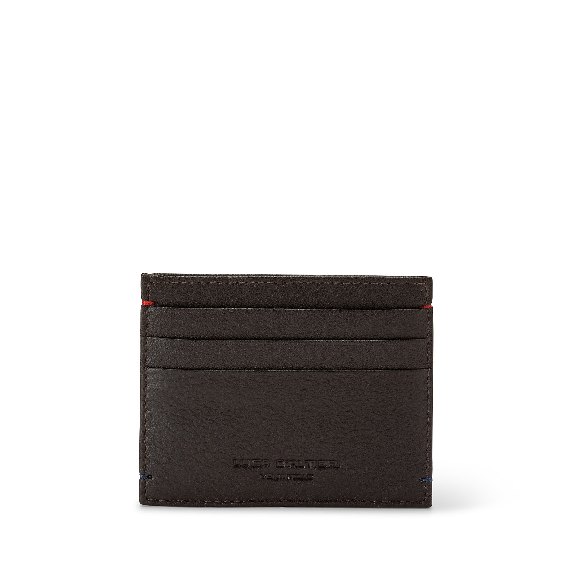 Luca D'Altieri leather credit card holder, Dark Brown, large image number 0
