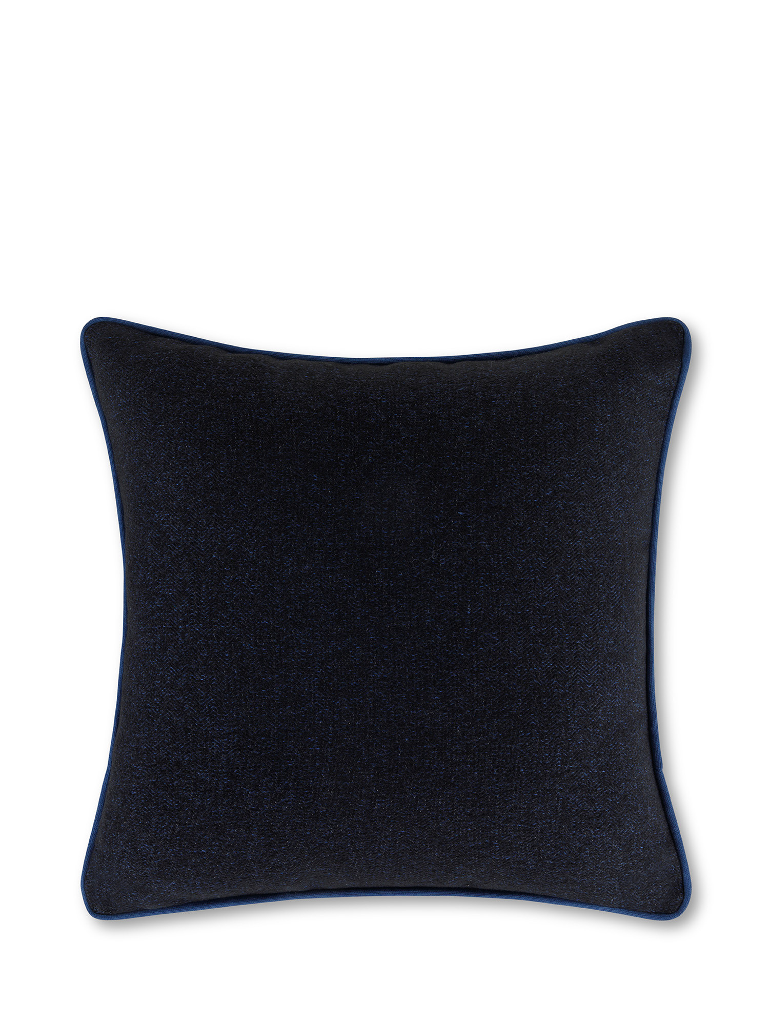 Cuscino in tessuto effetto Tweed a Spina di Pesce 45x45 cm, Blu scuro, large