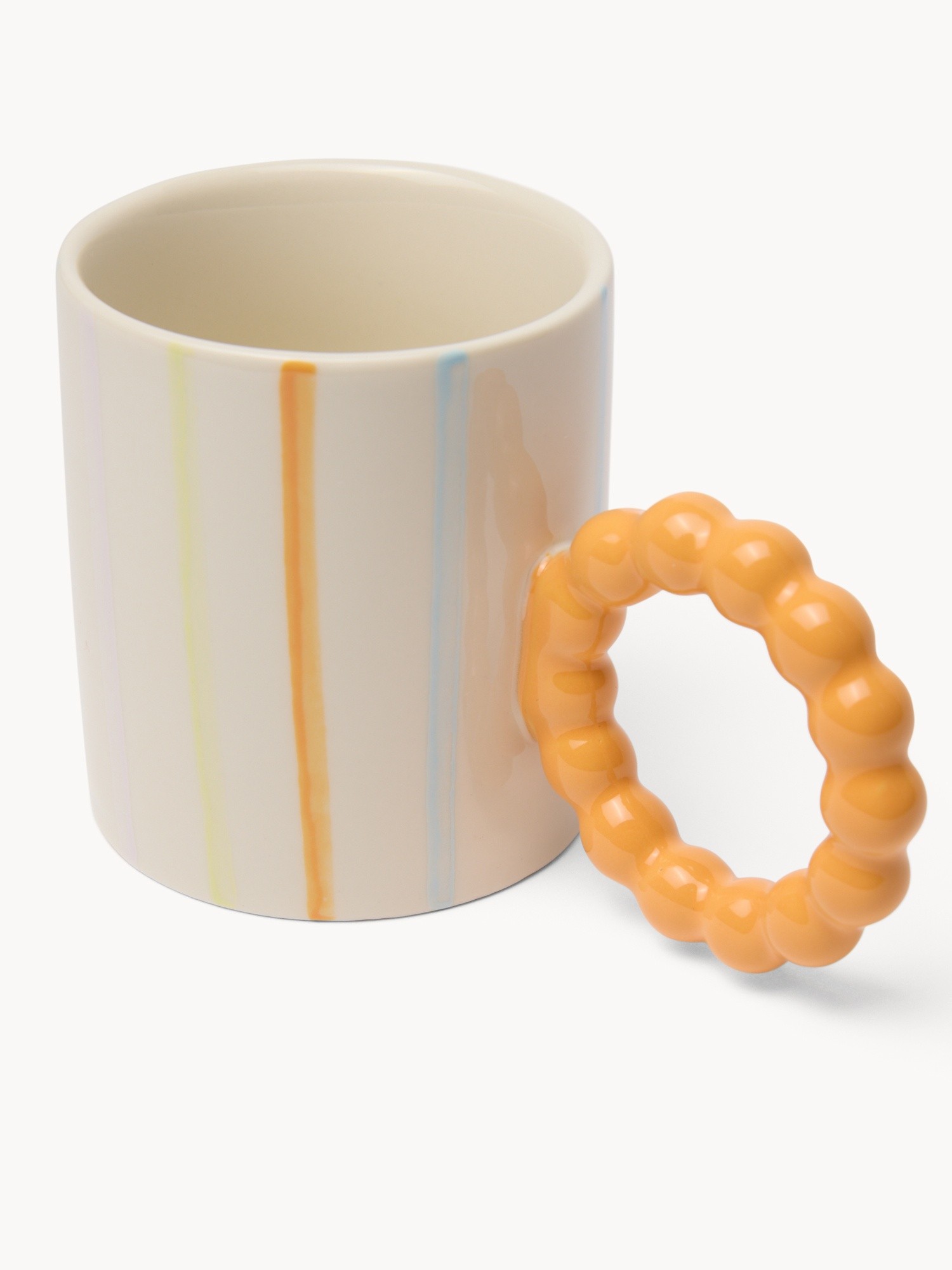 Ceramic Mug with Torch Handle - Introductory Price, Bianco/Arancione, large image number 1