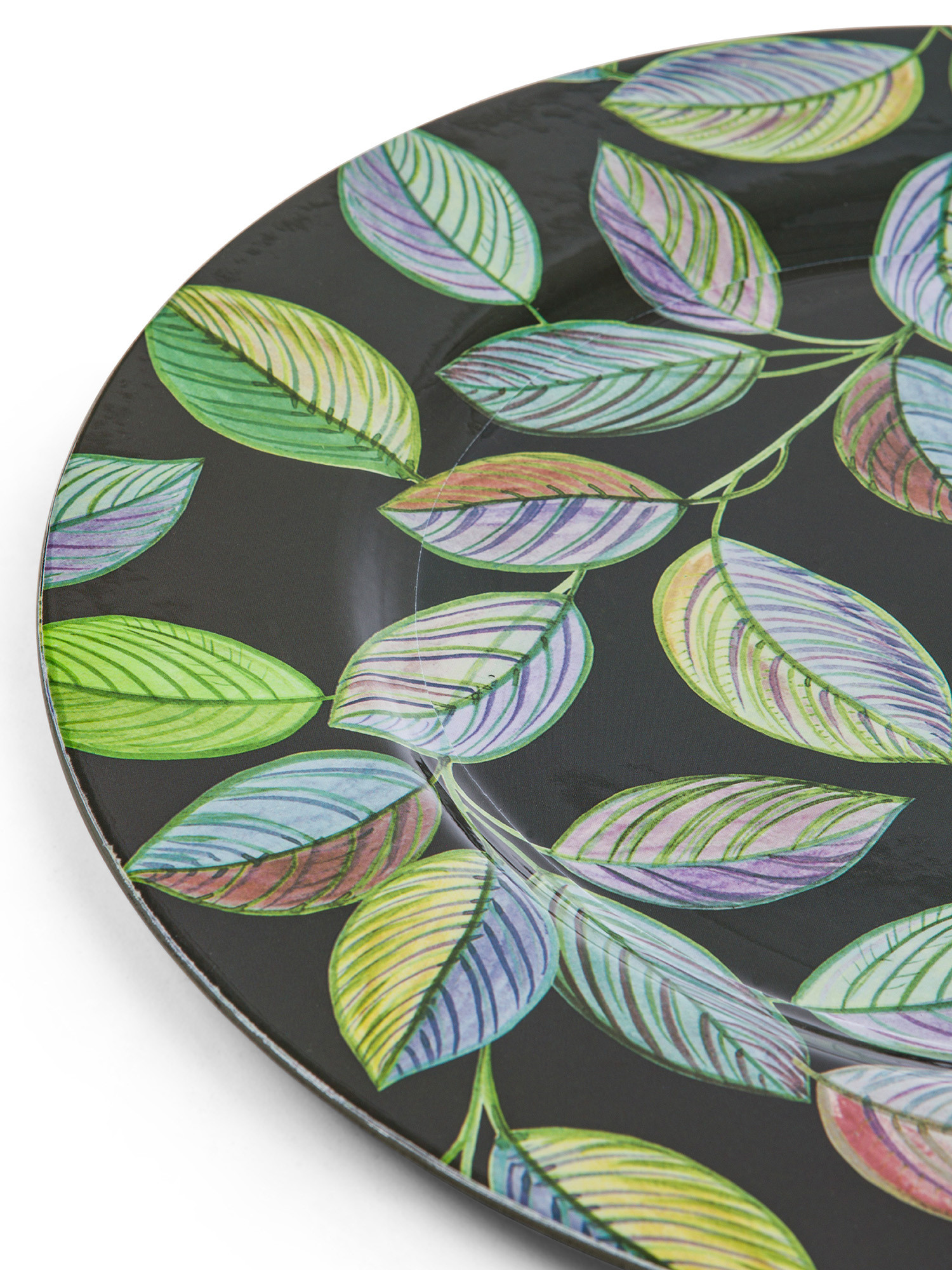 Foliage motif plastic charger plate, Blue, large image number 1