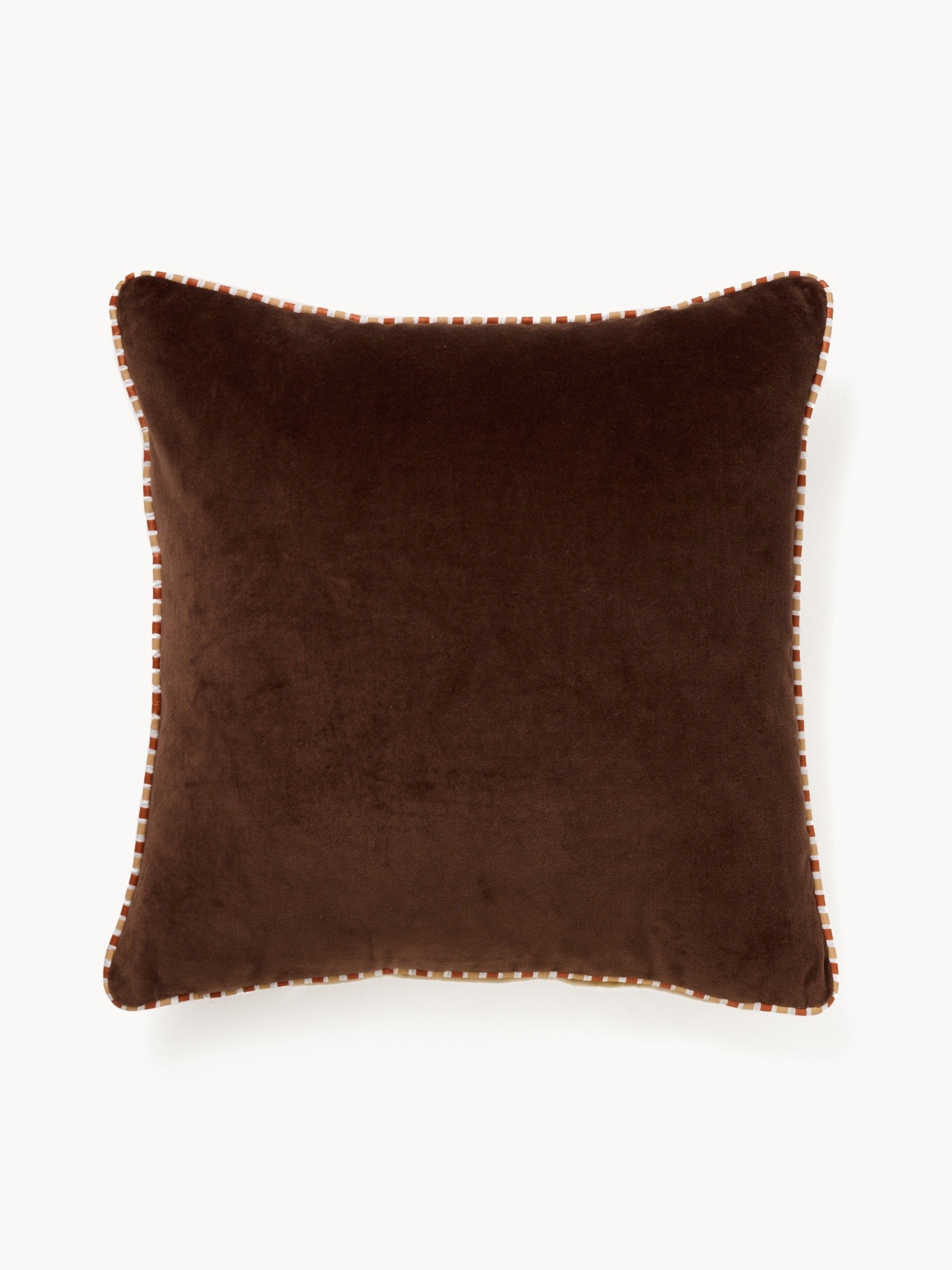 Reversible velvet cushion 45x45cm, Beige / Brown, large image number 0