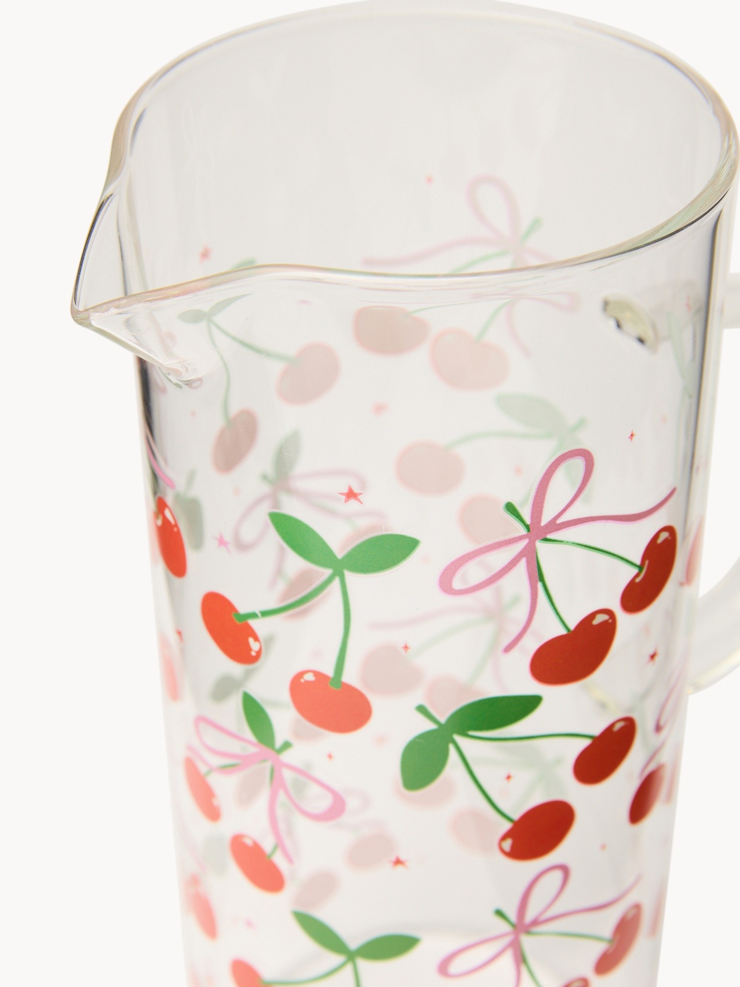 Caraffa in vetro motivo ciliegie - Prezzo di lancio, Trasparente, large image number 1