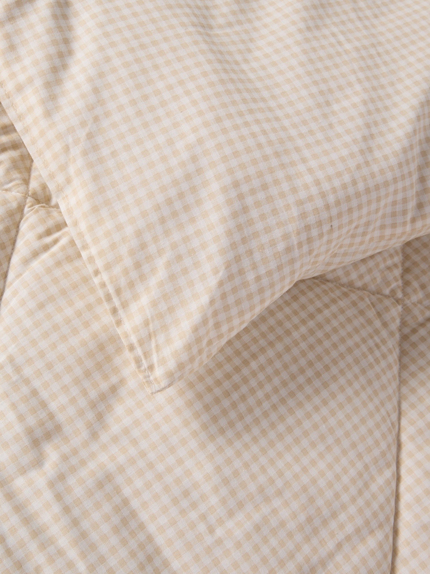 Pure cotton gingham quilt, White / Beige, large image number 1