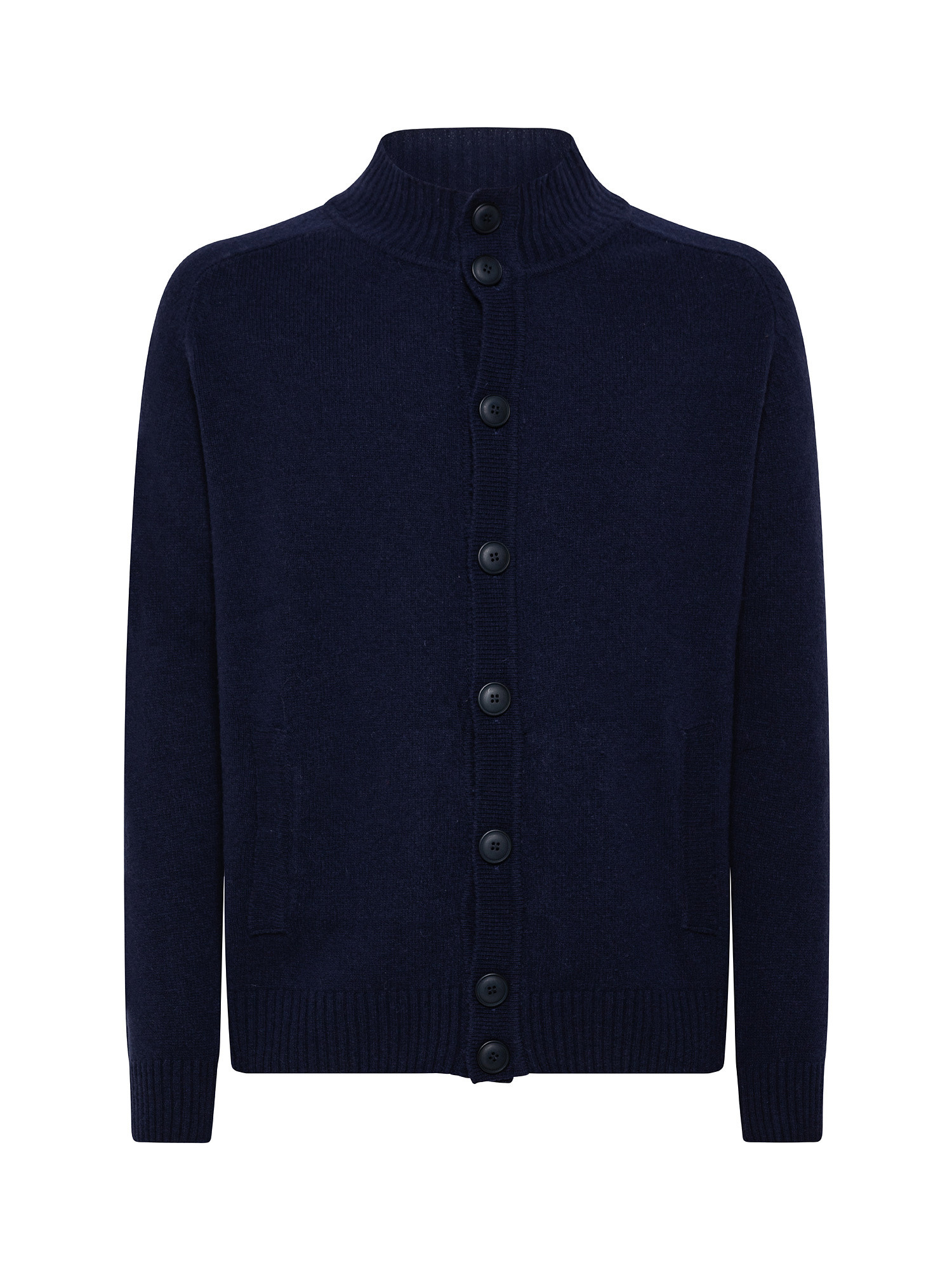 Cardigan misto lana con bottoni, Blu scuro, large image number 0