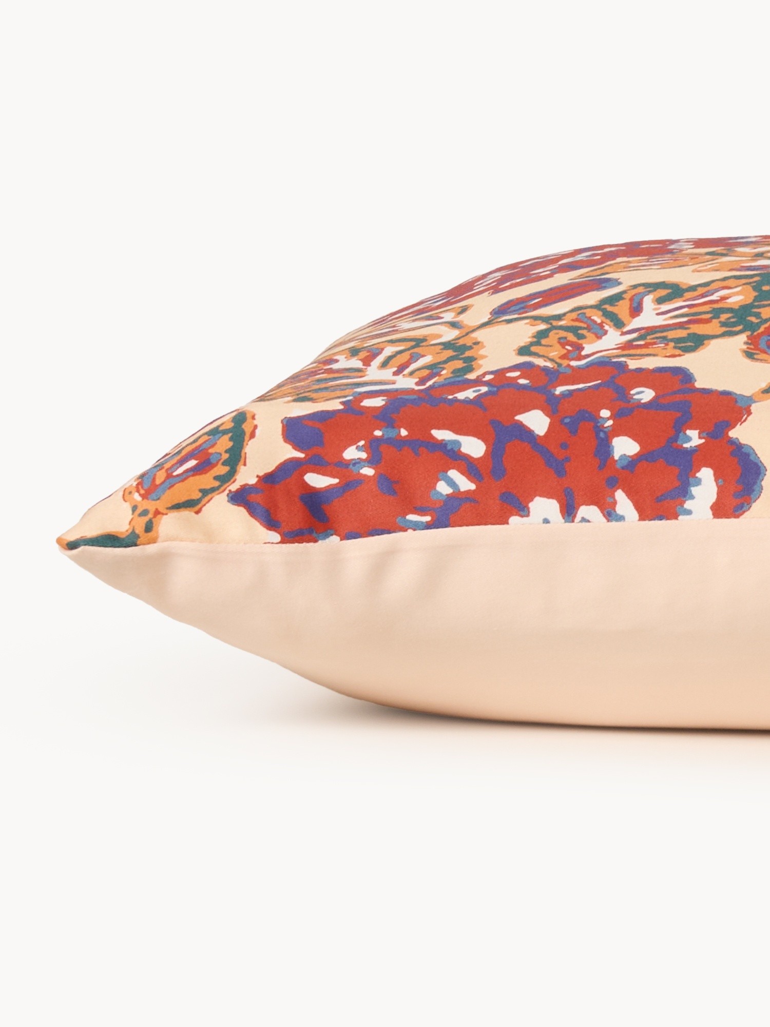 Rose-patterned cotton sateen duvet cover, Red, large image number 2