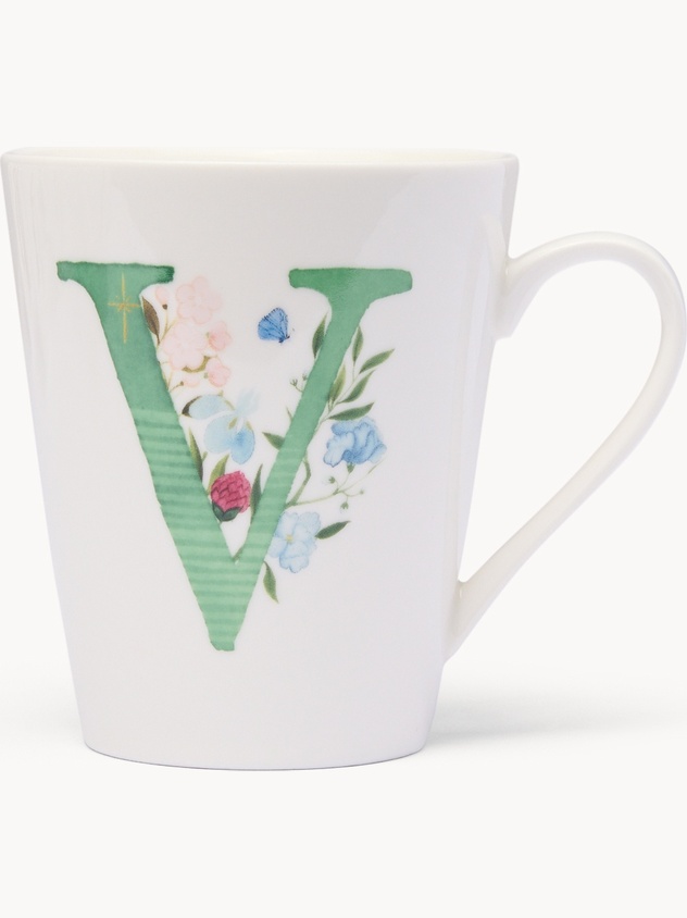 Mug in new bone china lettera V