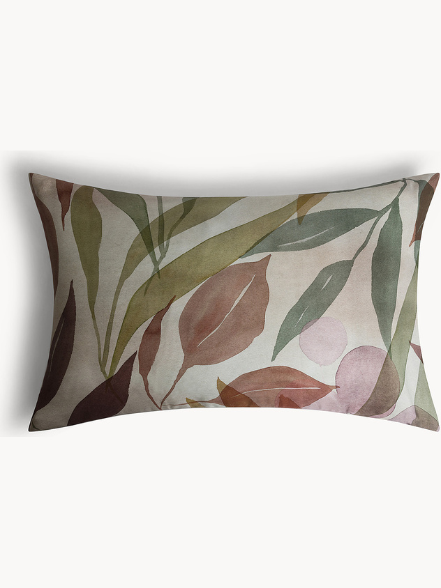 Cotton sateen pillowcase with foliage print