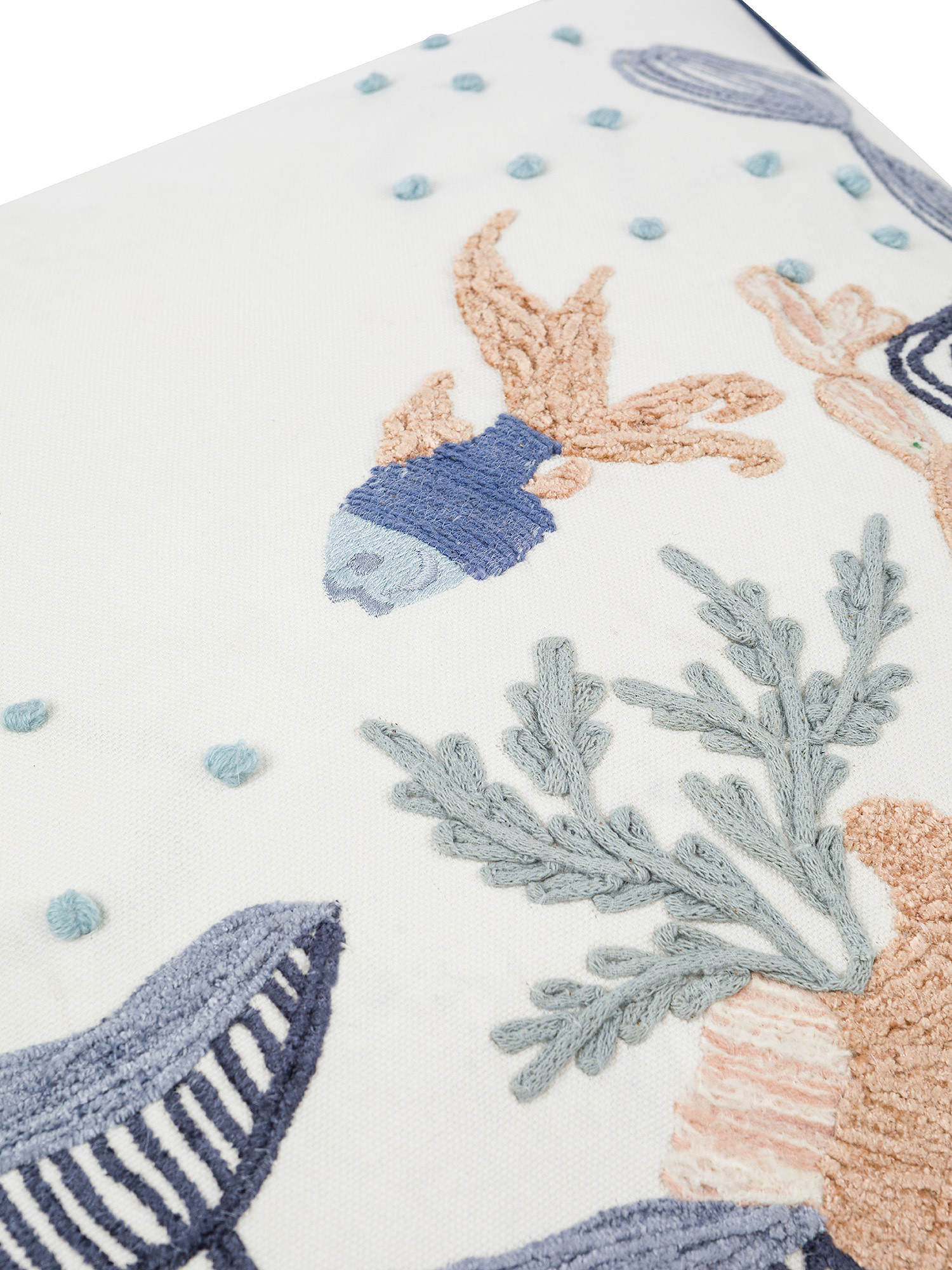 Marine embroidery cotton cushion 35x50cm, Light Blue, large image number 2