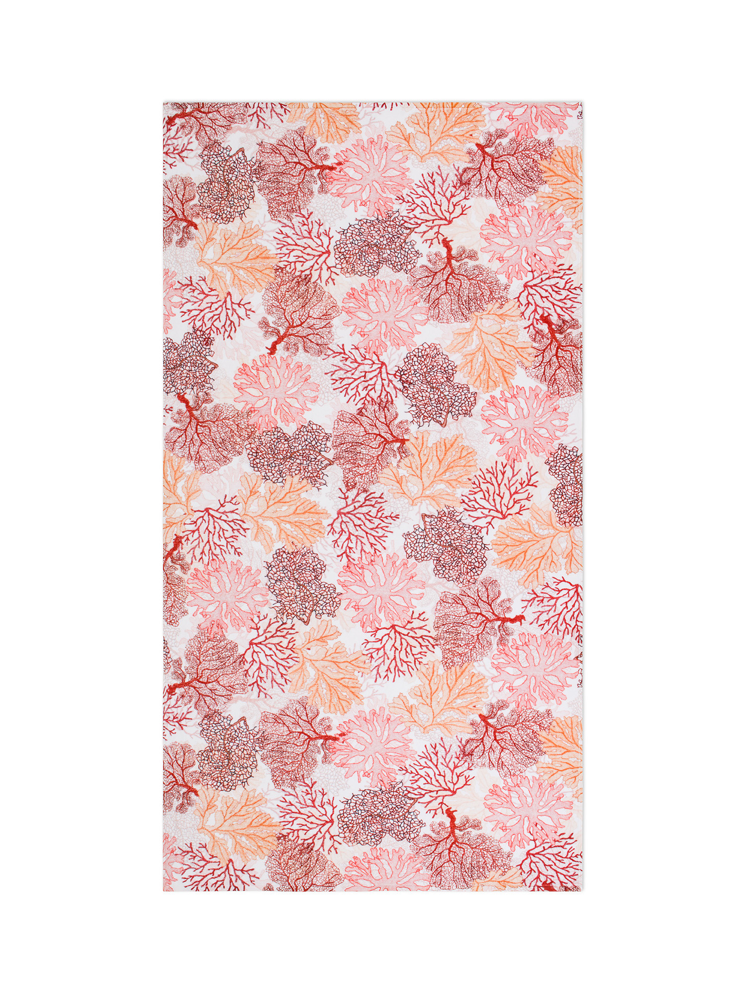 Coral print cotton terry beach towel, Pink, large image number 0