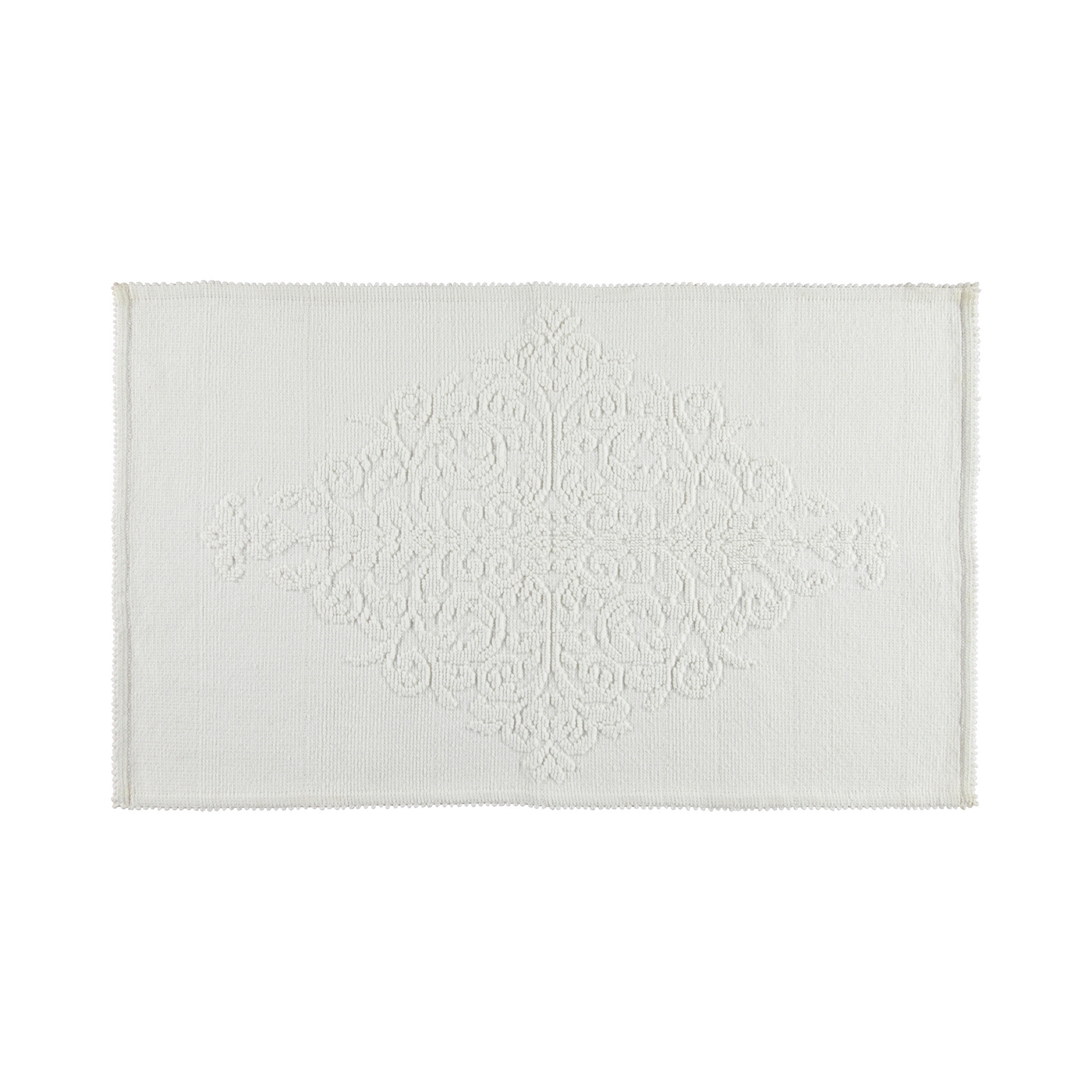 Bath mat with raised decoration, White, large image number 0