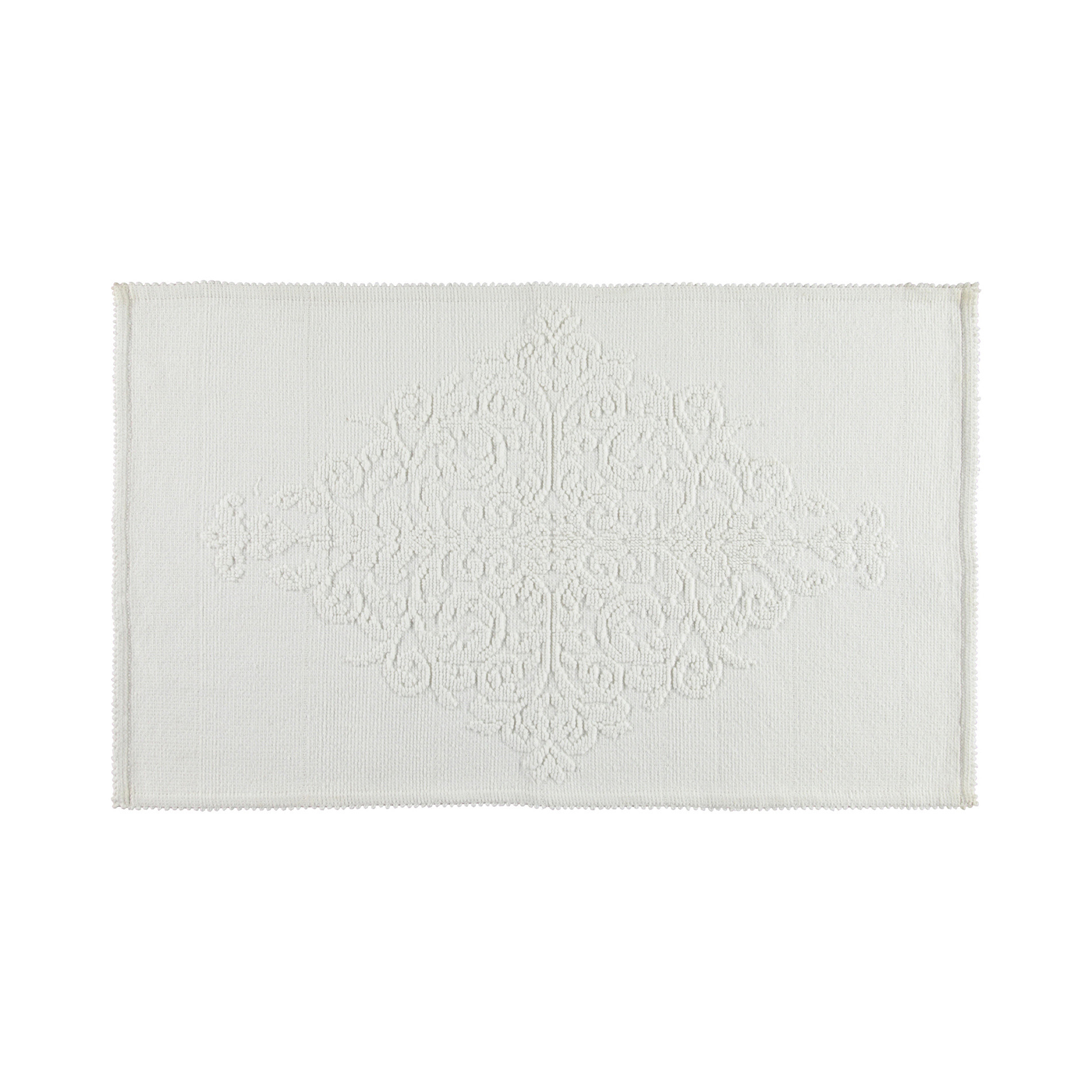Bath mat with raised decoration, White, large image number 0