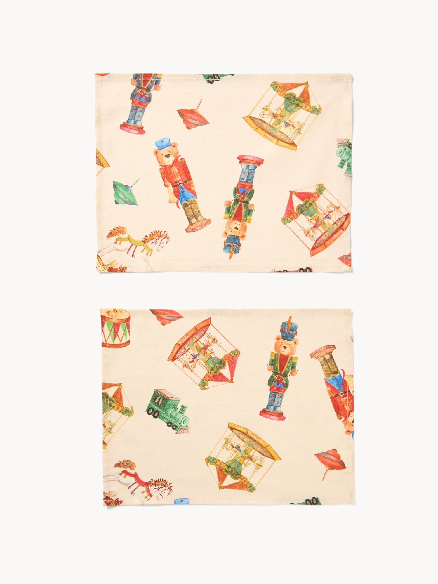 Set di 2 tovagliette in panama di puro cotone con stampa natalizia, Multicolor, large image number 0