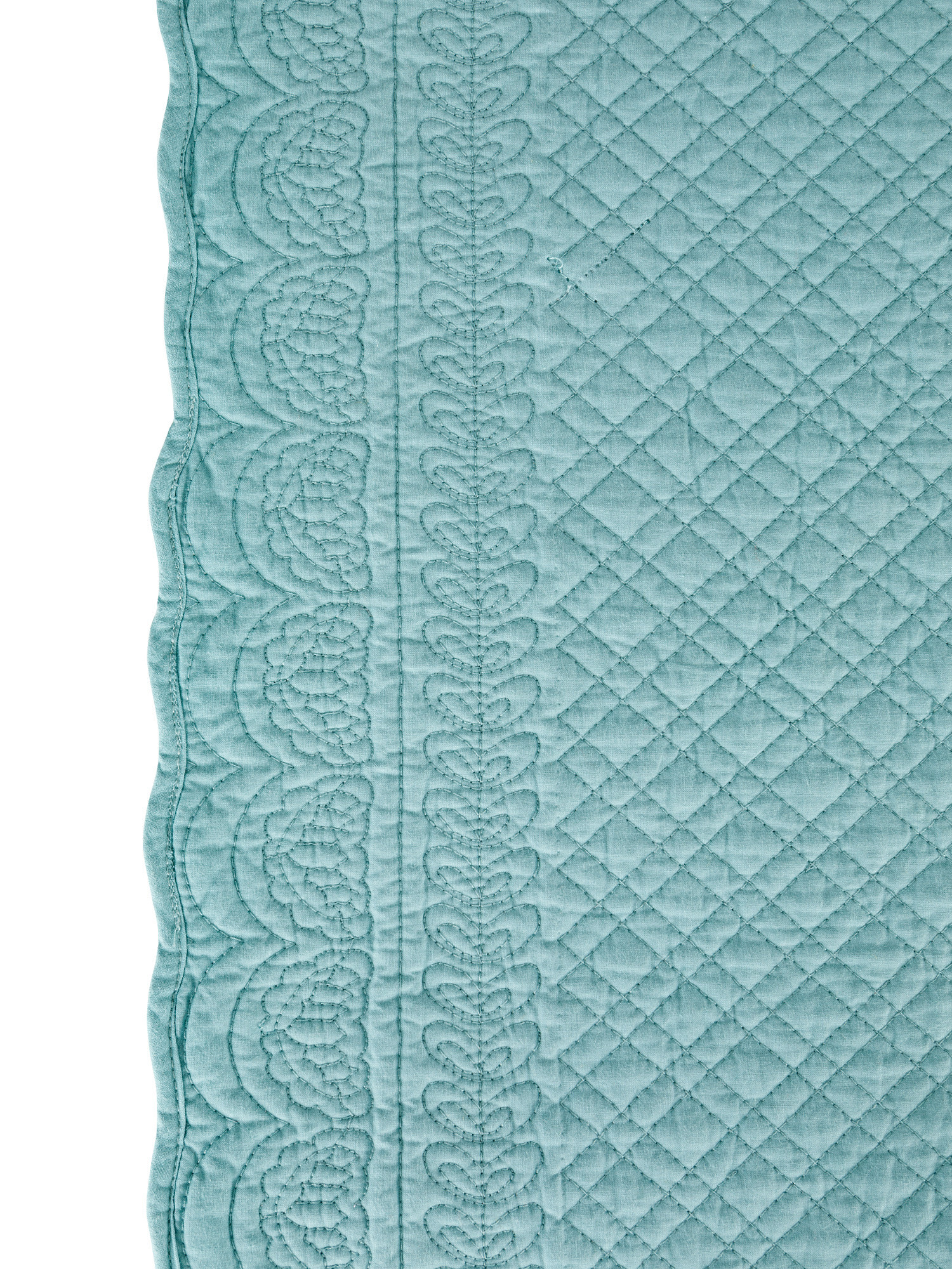 Solid color quilted runner in 100% washed cotton, Green, large image number 1