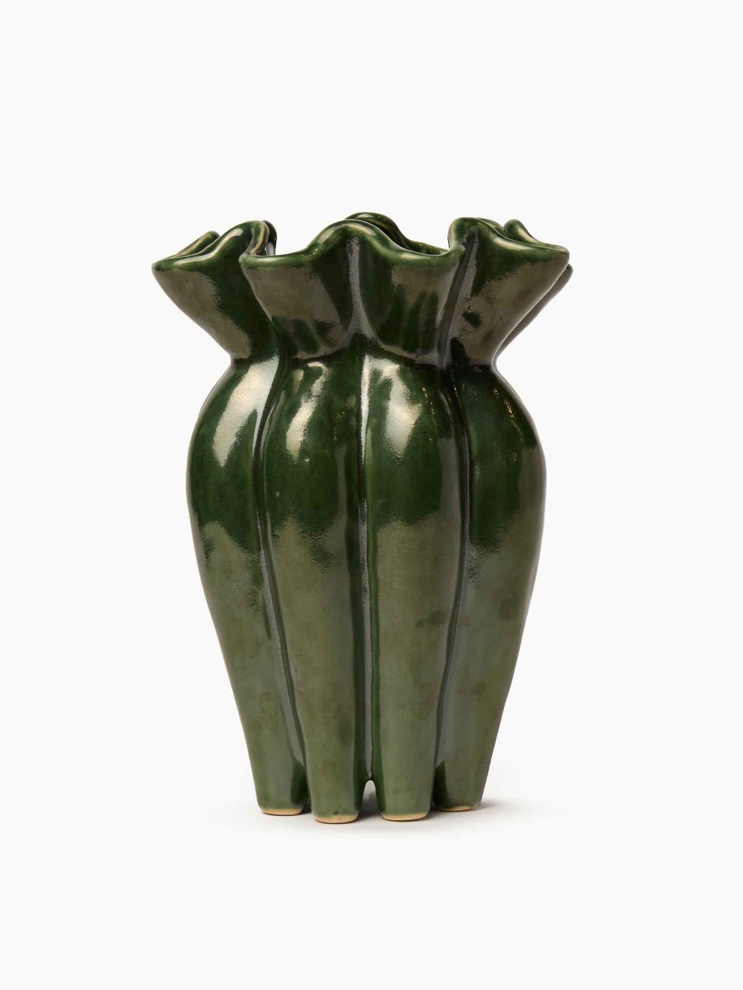 Organically shaped ceramic vase, Green, large image number 0