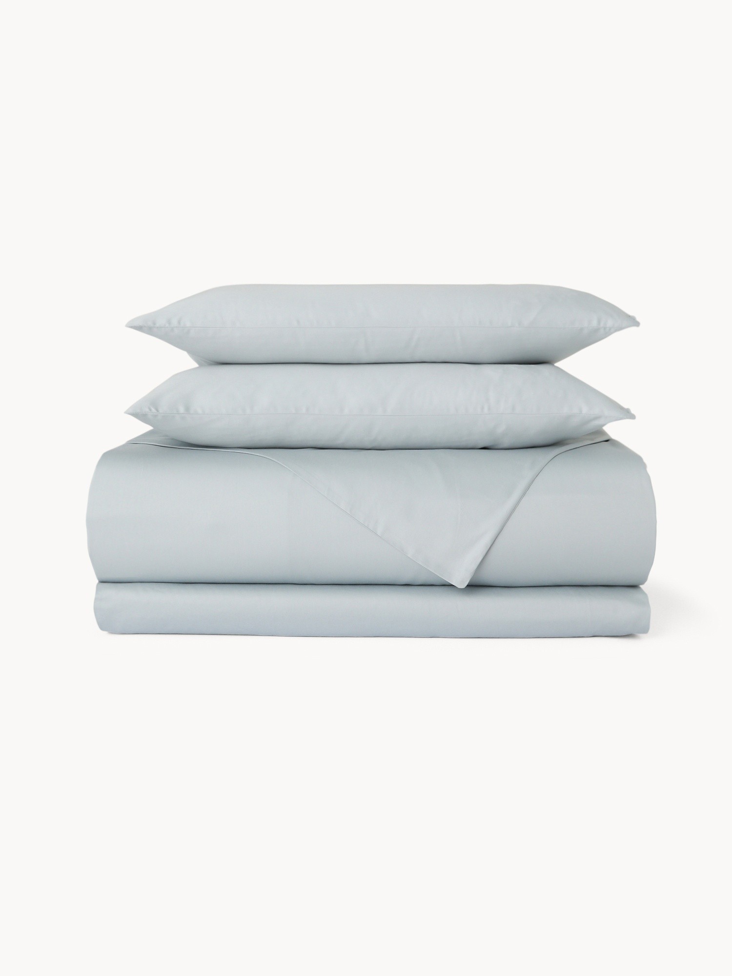 Solid Cotton Sateen Duvet Cover Set - Discounted Price, Grey, large image number 0