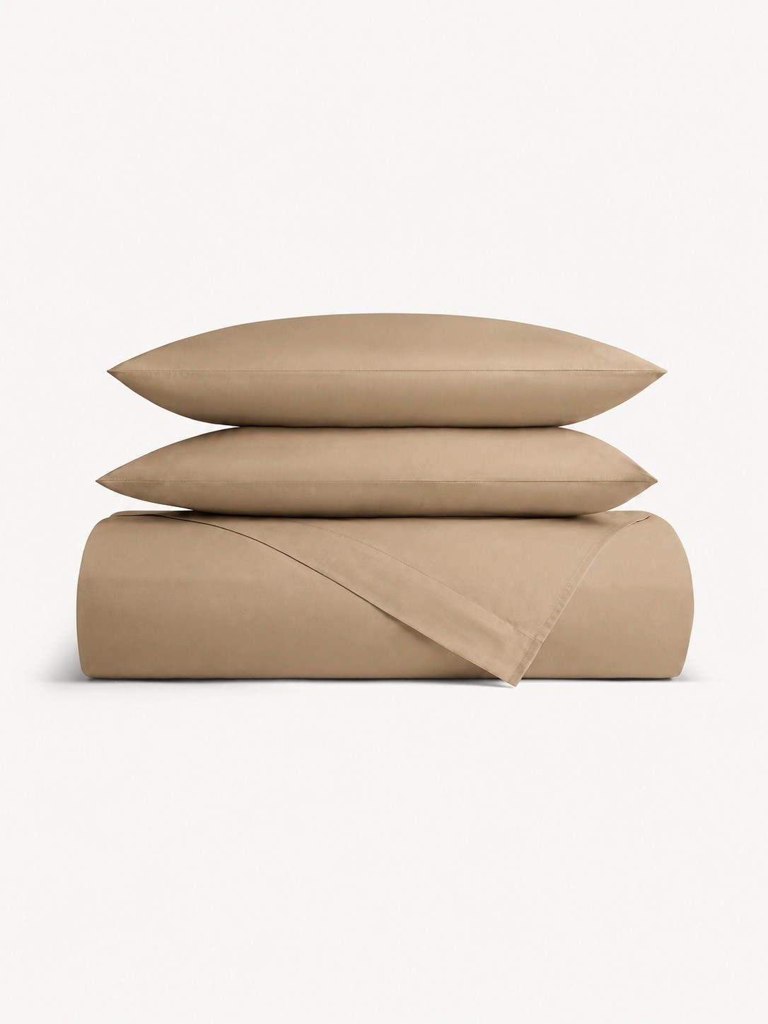 Solid-Color Percale Cotton Fitted Sheet - Introductory Price, Beige, large image number 0