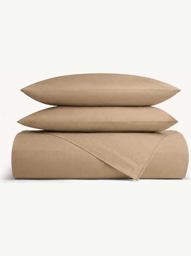 Solid-Color Percale Cotton Fitted Sheet - Introductory Price