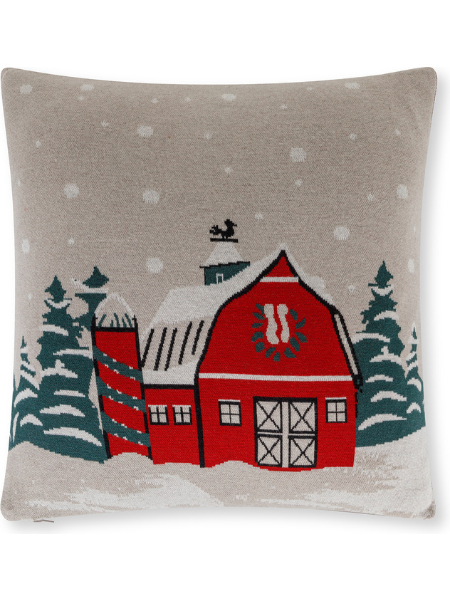Jacquard knitted cushion with house 45x45 cm