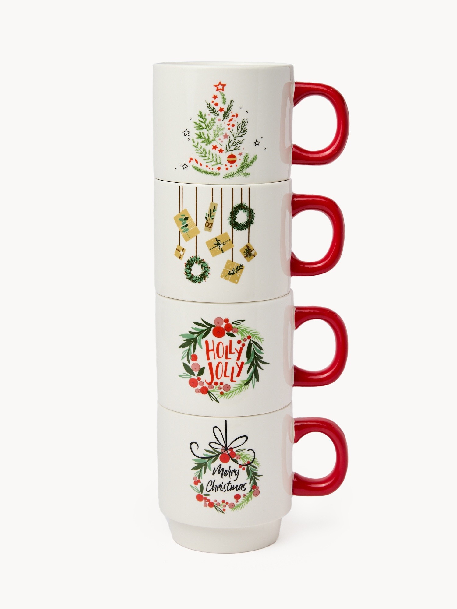 Stoneware mug with a Christmas motif, Bianco/Rosso, large image number 0