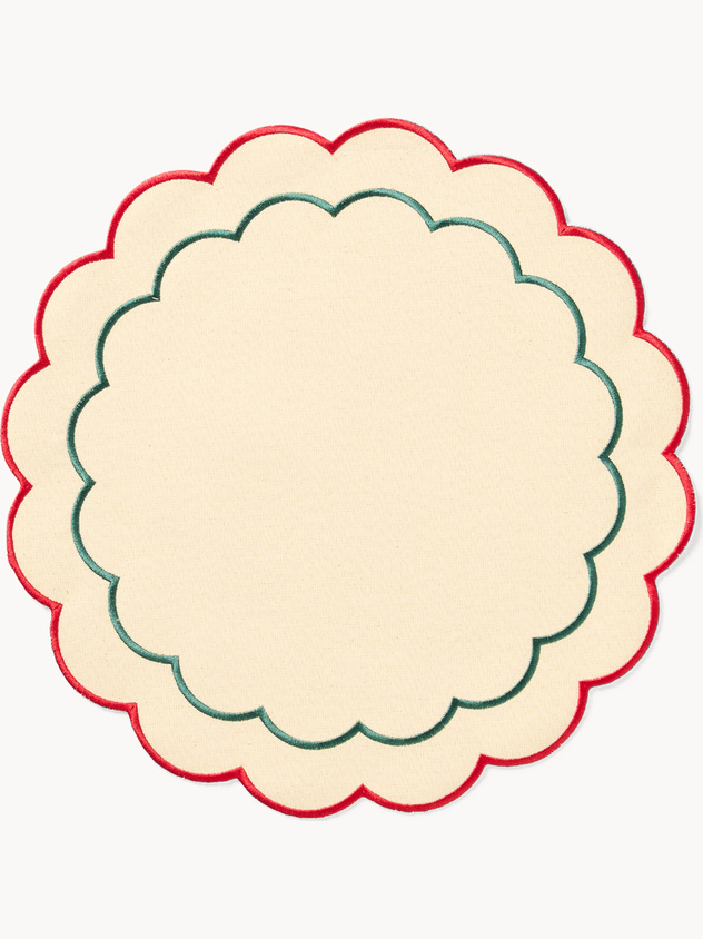 Cotton and lurex placemat with scalloped edges