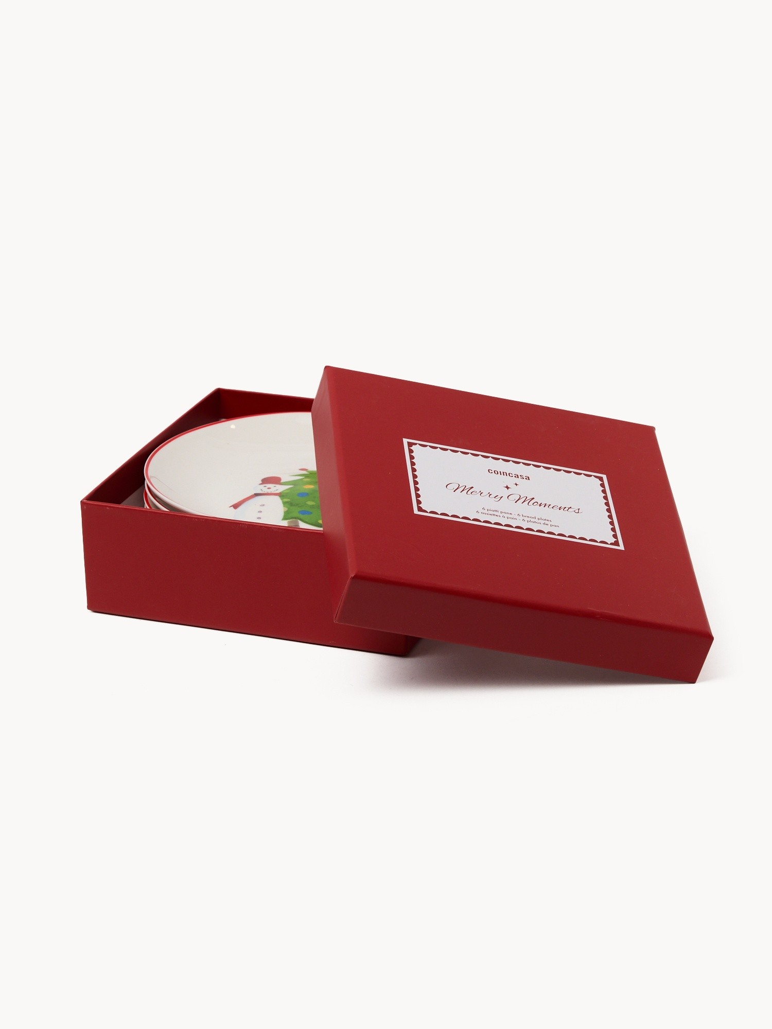 Set of 6 new bone china bread plates with Christmas motifs, Multicolor, large image number 1
