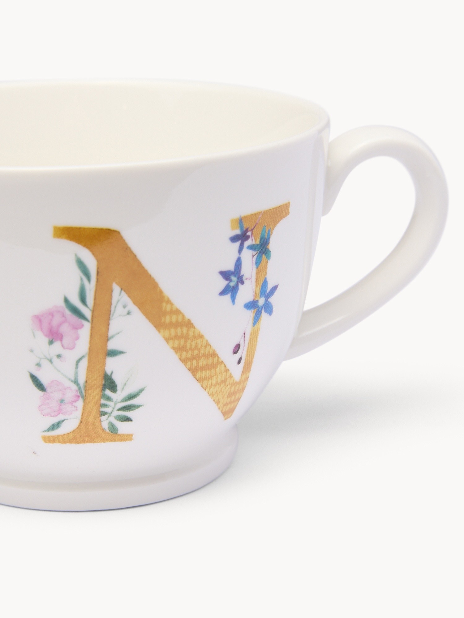 Tazza da colazione in new bone china lettera N, Bianco 1, large image number 1
