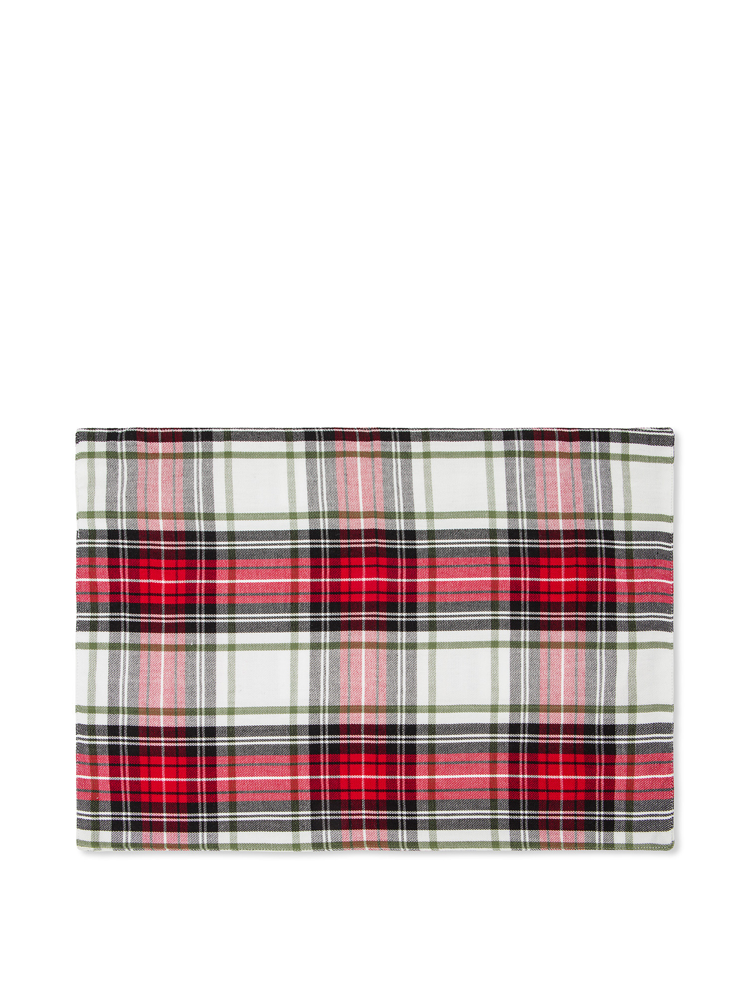 Tovaglietta twill di cotone tartan, Bianco, large image number 0