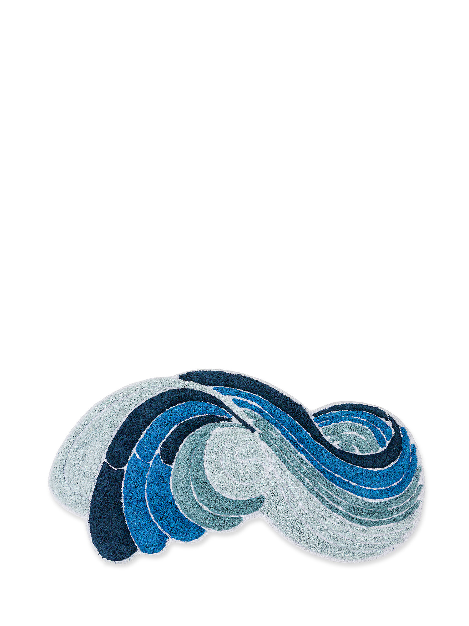 Tappeto bagno a forma di onda, Blu, large image number 0