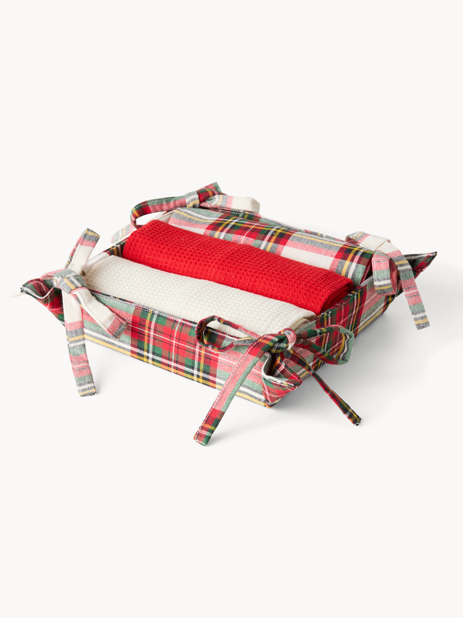 Basket with set of 3 tea towels, Multicolor, large image number 0