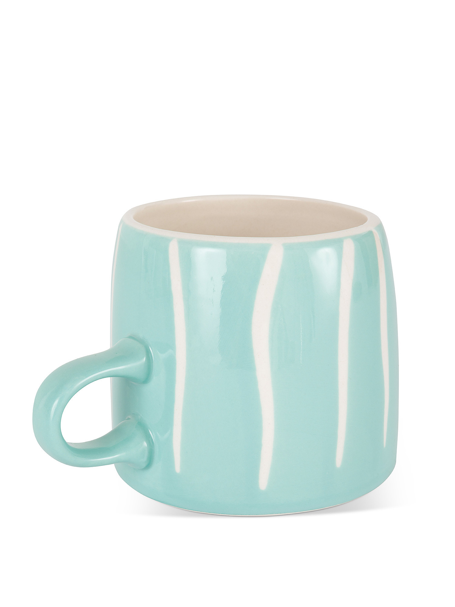 Striped stoneware mug, Teal, large image number 1