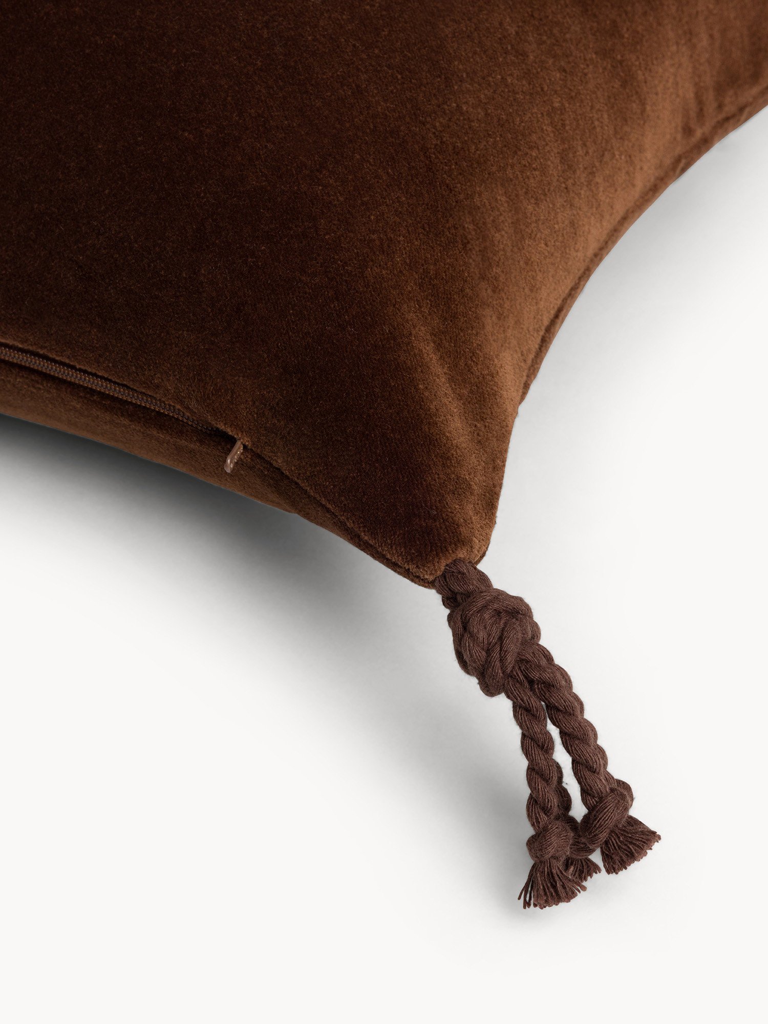 35x50 cm velvet pillow with appliques, Brown, large image number 2