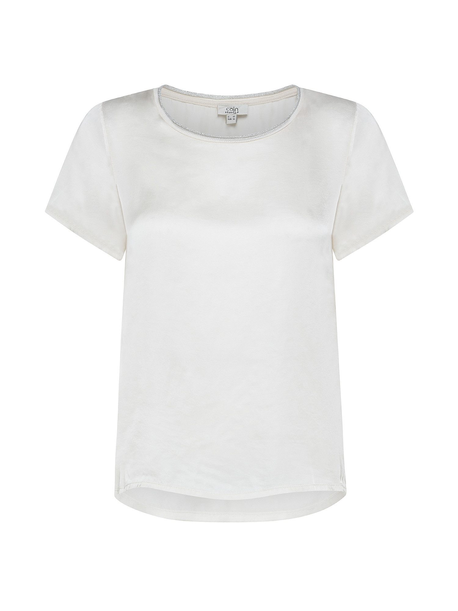 T-shirt con lurex, Bianco panna, large image number 0