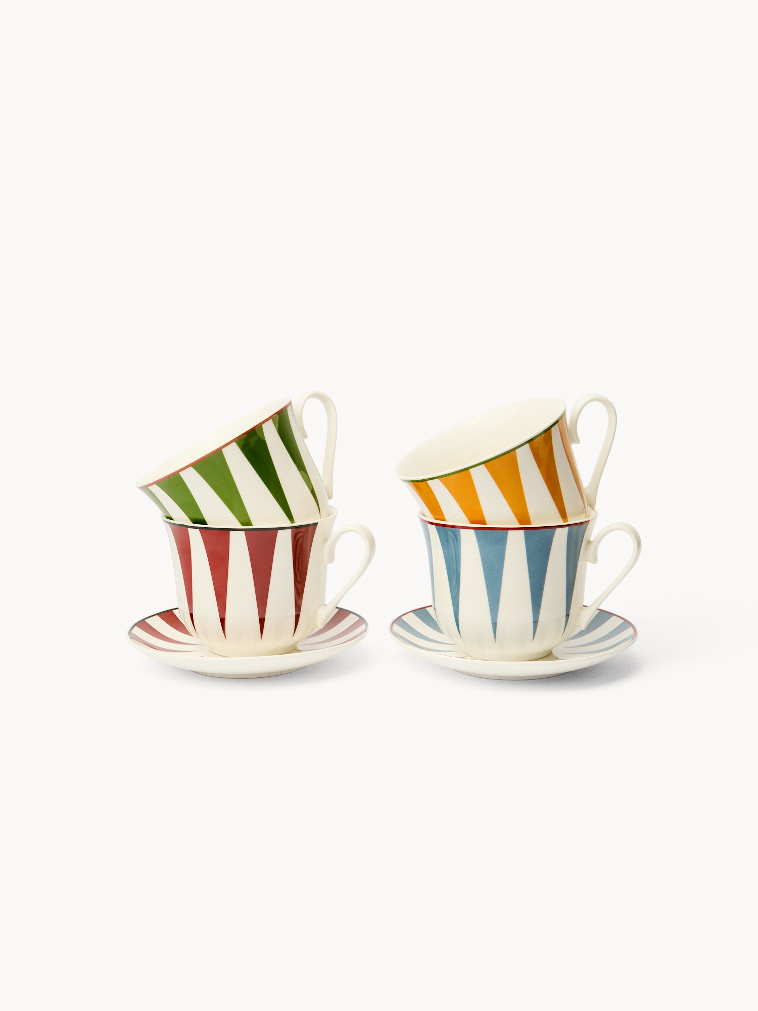Striped new bone china breakfast cups, Multicolor, large image number 2