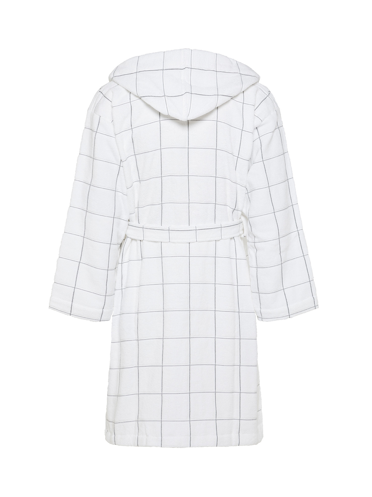 Bathrobe in pure yarn-dyed checked cotton, White, large image number 1