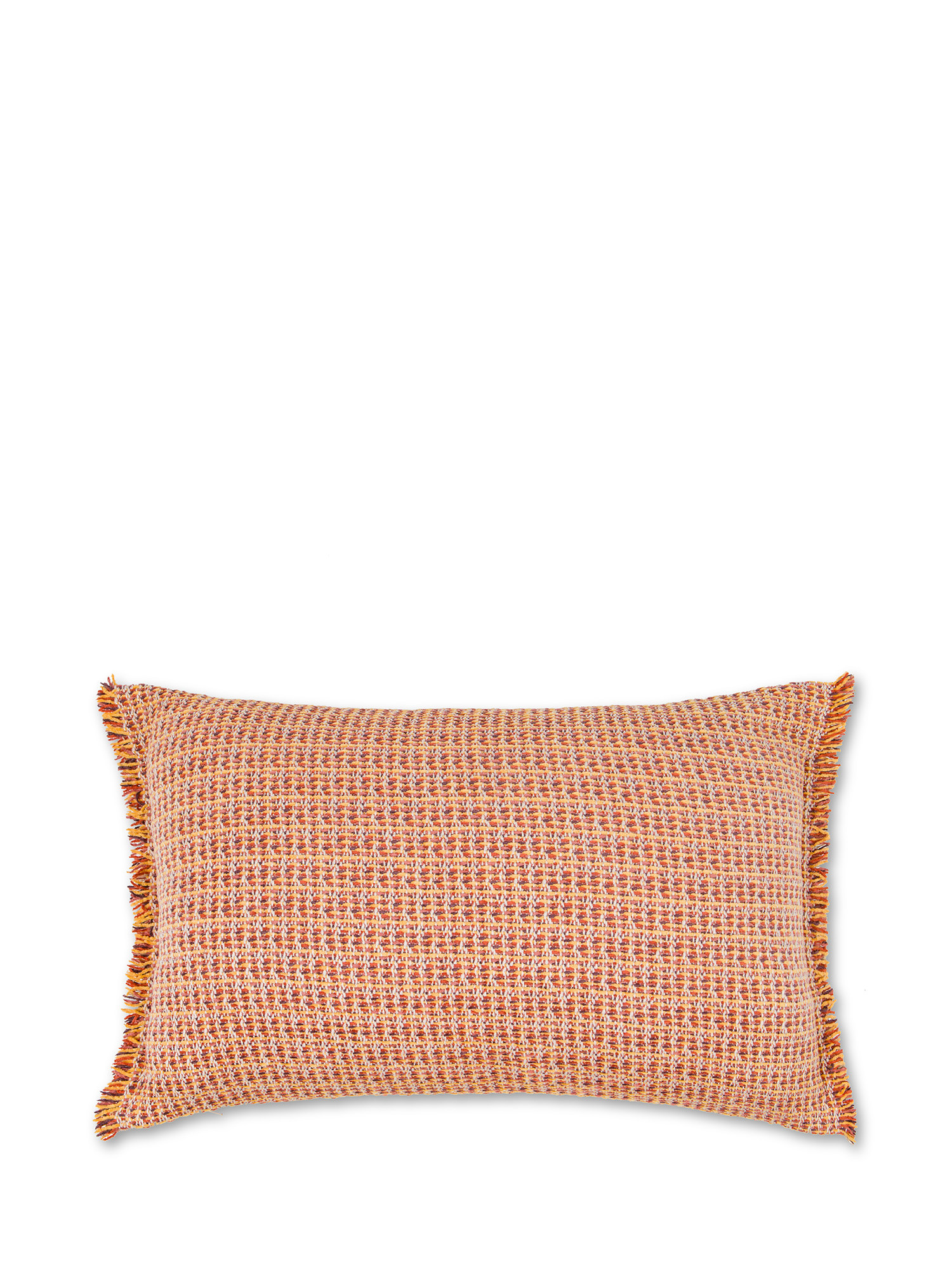 Jacquard knitted cushion with fringes 35X55cm, Orange, large image number 0