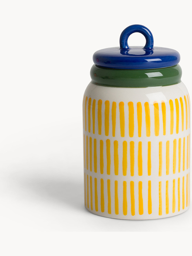Barattolo in ceramica a righe