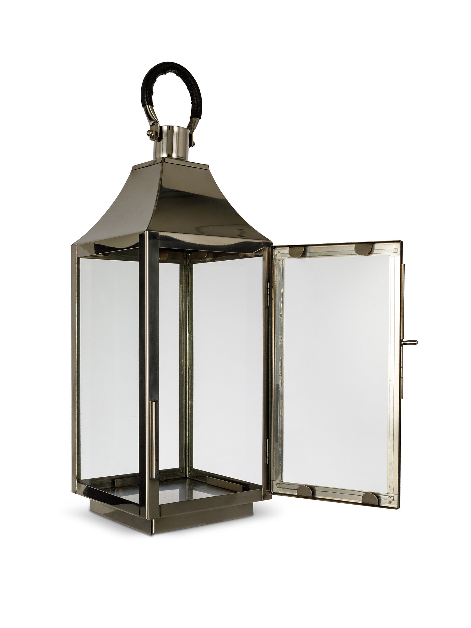 Chromed metal lantern, Grey, large image number 1